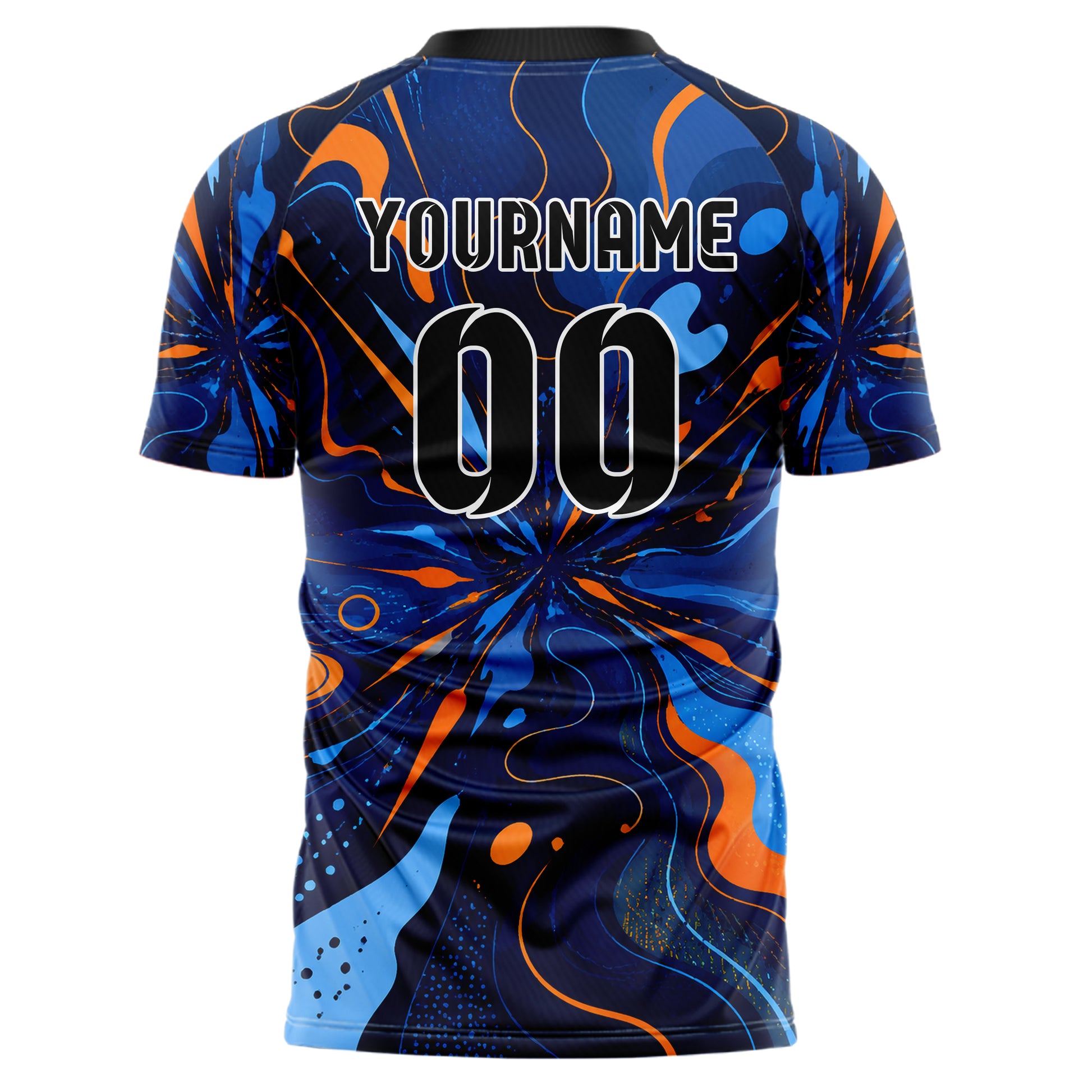 Marineblau lebendiges abstrakte Linien Organic Blobs Outline Design 12-0132 individuelles Fußballtrikot back