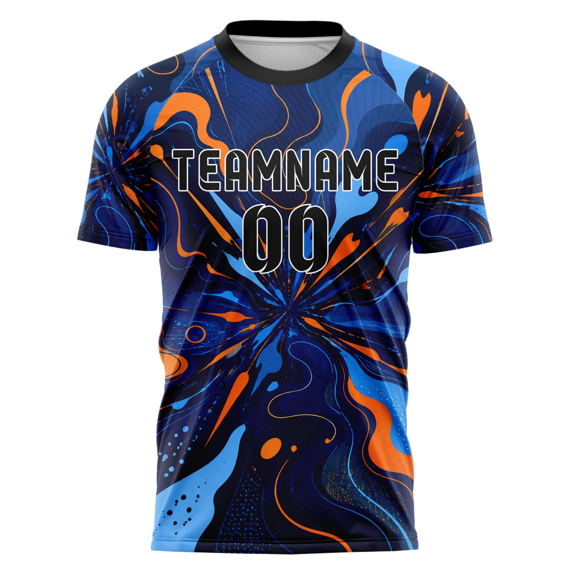 Marineblau lebendiges abstrakte Linien Organic Blobs Outline Design 12-0132 individuelles Fußballtrikot front
