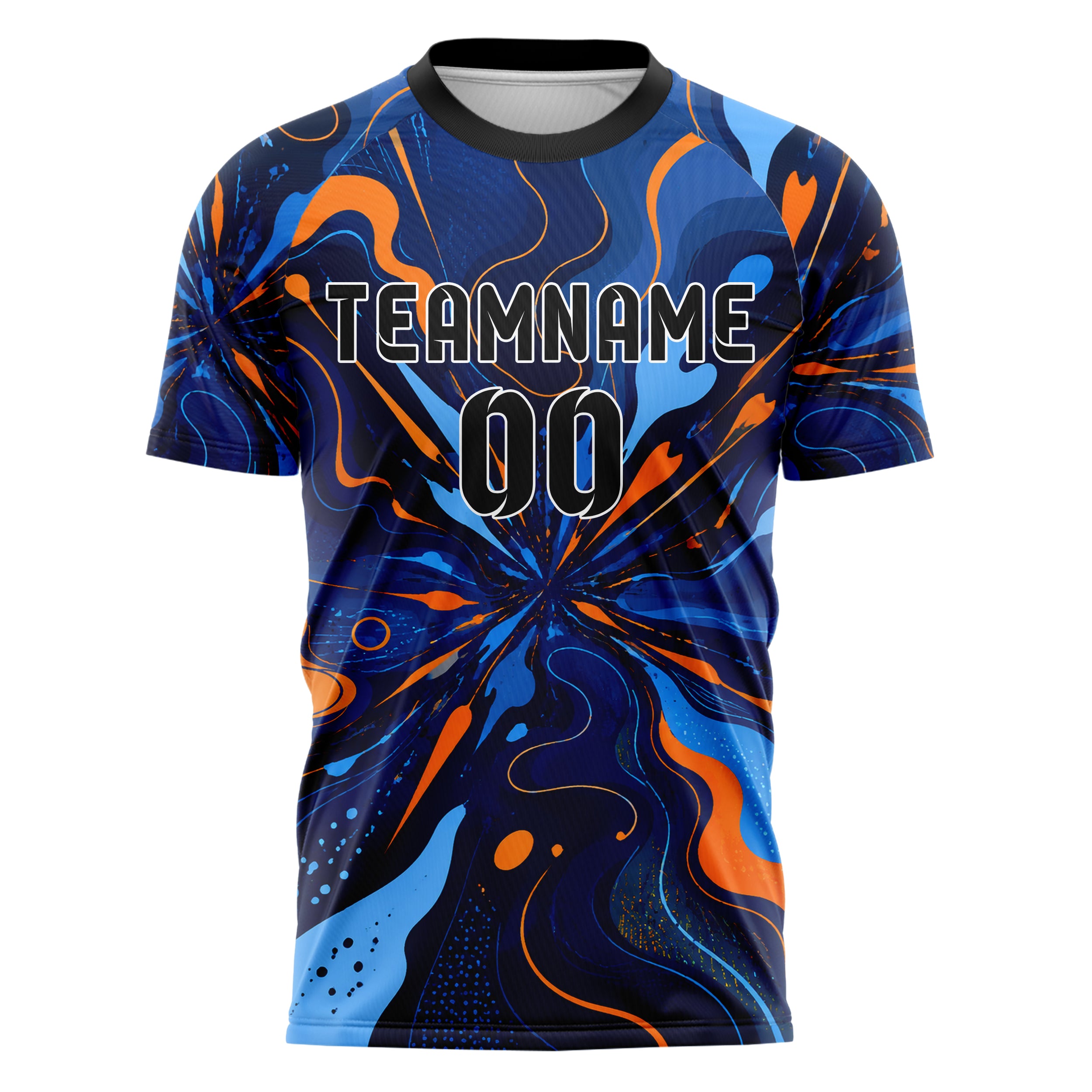 Marineblau lebendiges abstrakte Linien Organic Blobs Outline Design 12-0132 individuelles Fußballtrikot front