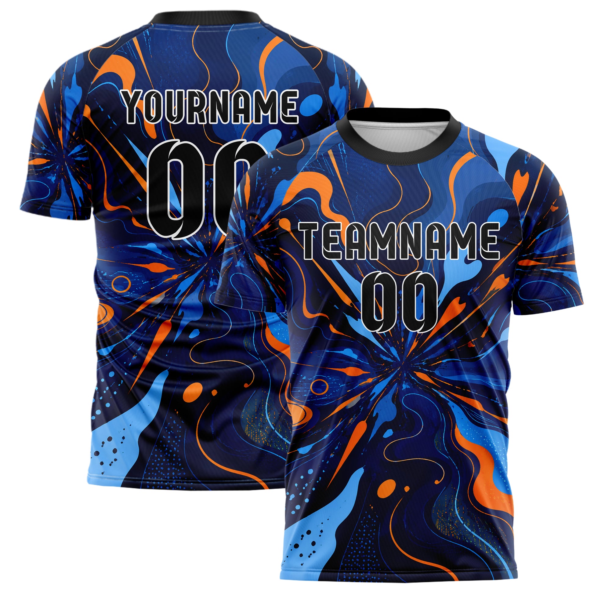 Marineblau lebendiges abstrakte Linien Organic Blobs Outline Design 12-0132 individuelles Fußballtrikot main