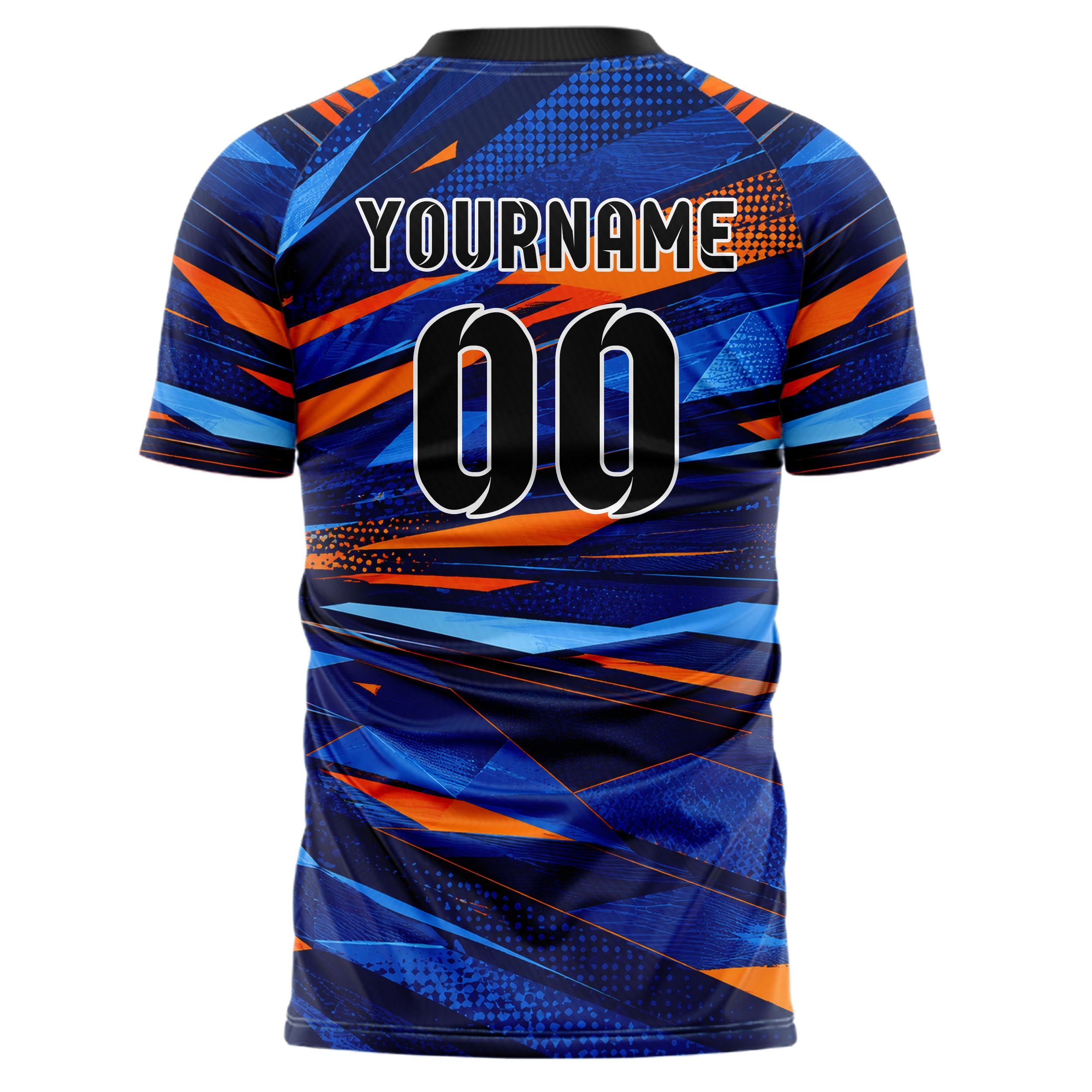 Marineblau lebendiges abstrakte Linien Polygon Shards Design 12-0114 individuelles Fußballtrikot back