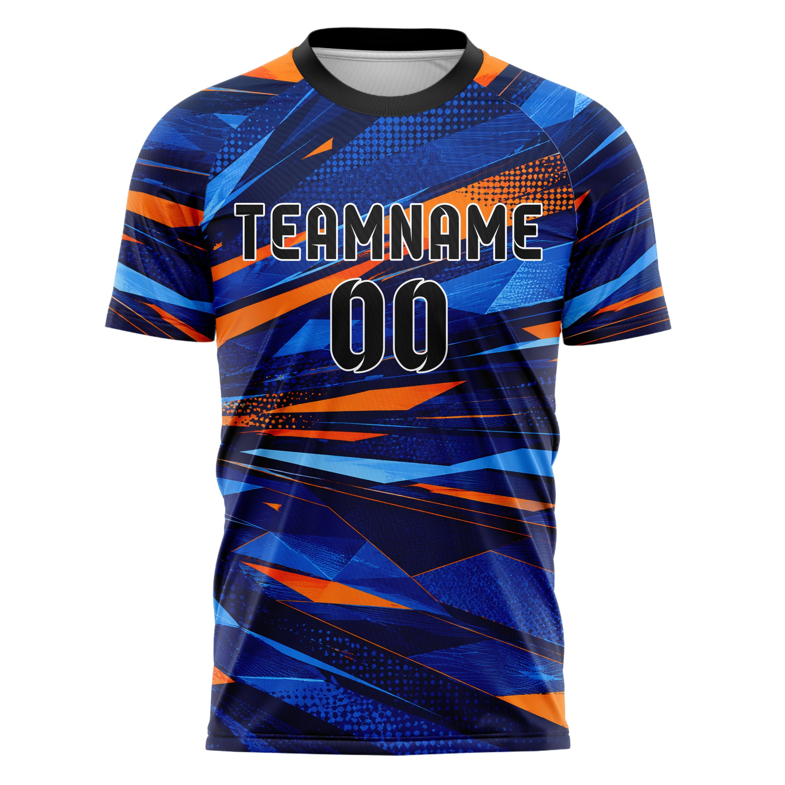 Marineblau lebendiges abstrakte Linien Polygon Shards Design 12-0114 individuelles Fußballtrikot front