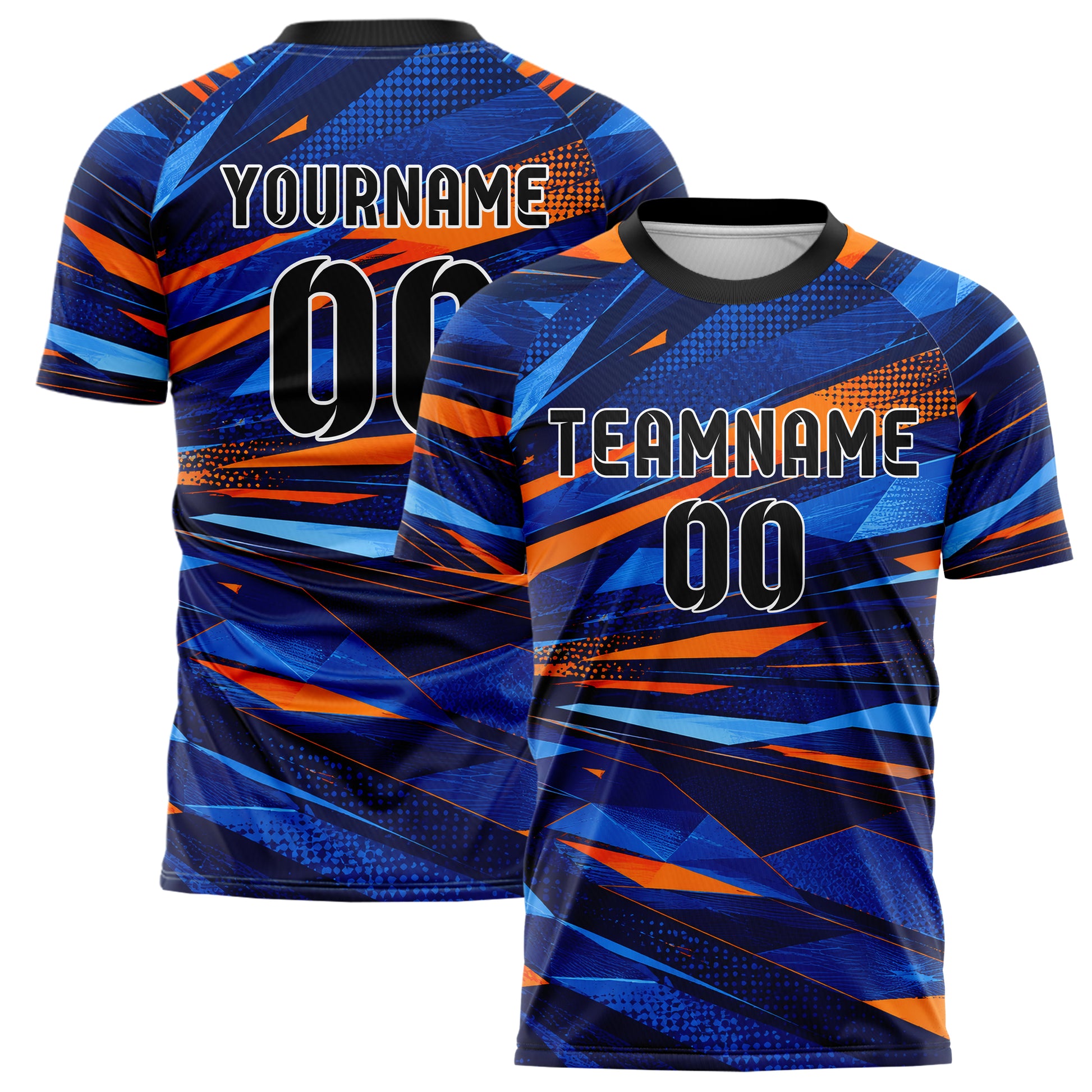 Marineblau lebendiges abstrakte Linien Polygon Shards Design 12-0114 individuelles Fußballtrikot main