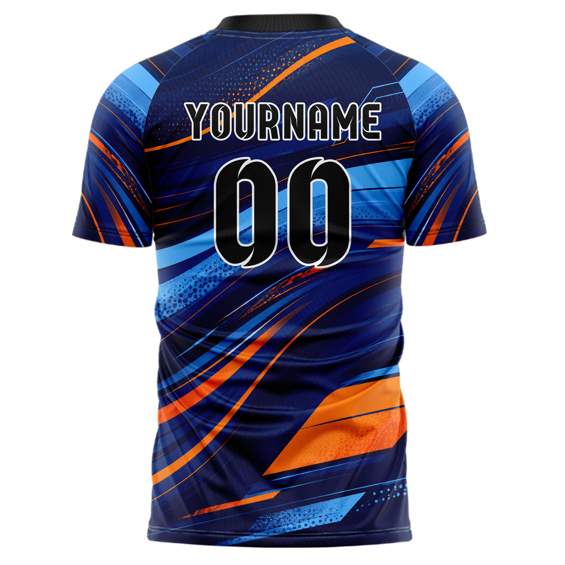 Marineblau lebendiges abstrakte Linien wavy Parallel Curves Design 12-0030 individuelles Fußballtrikot back