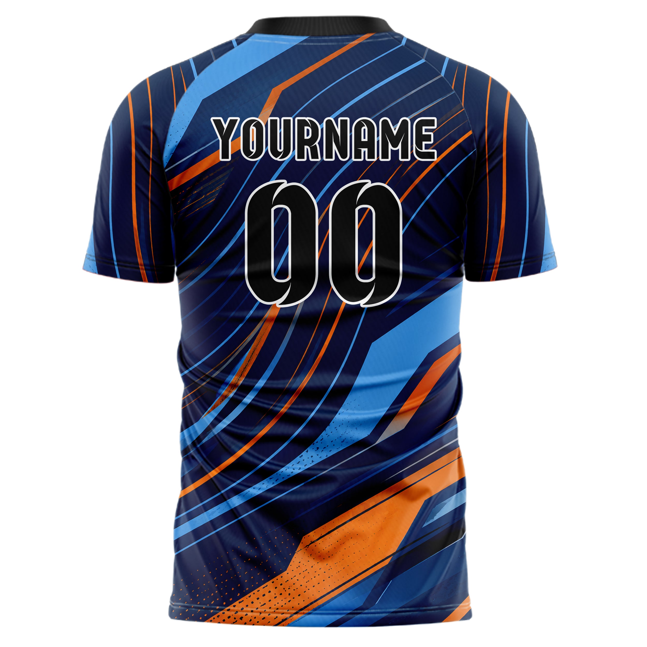 Marineblau lebendiges abstrakte Linien wavy Parallel Curves Design 12-0606 individuelles Fußballtrikot back