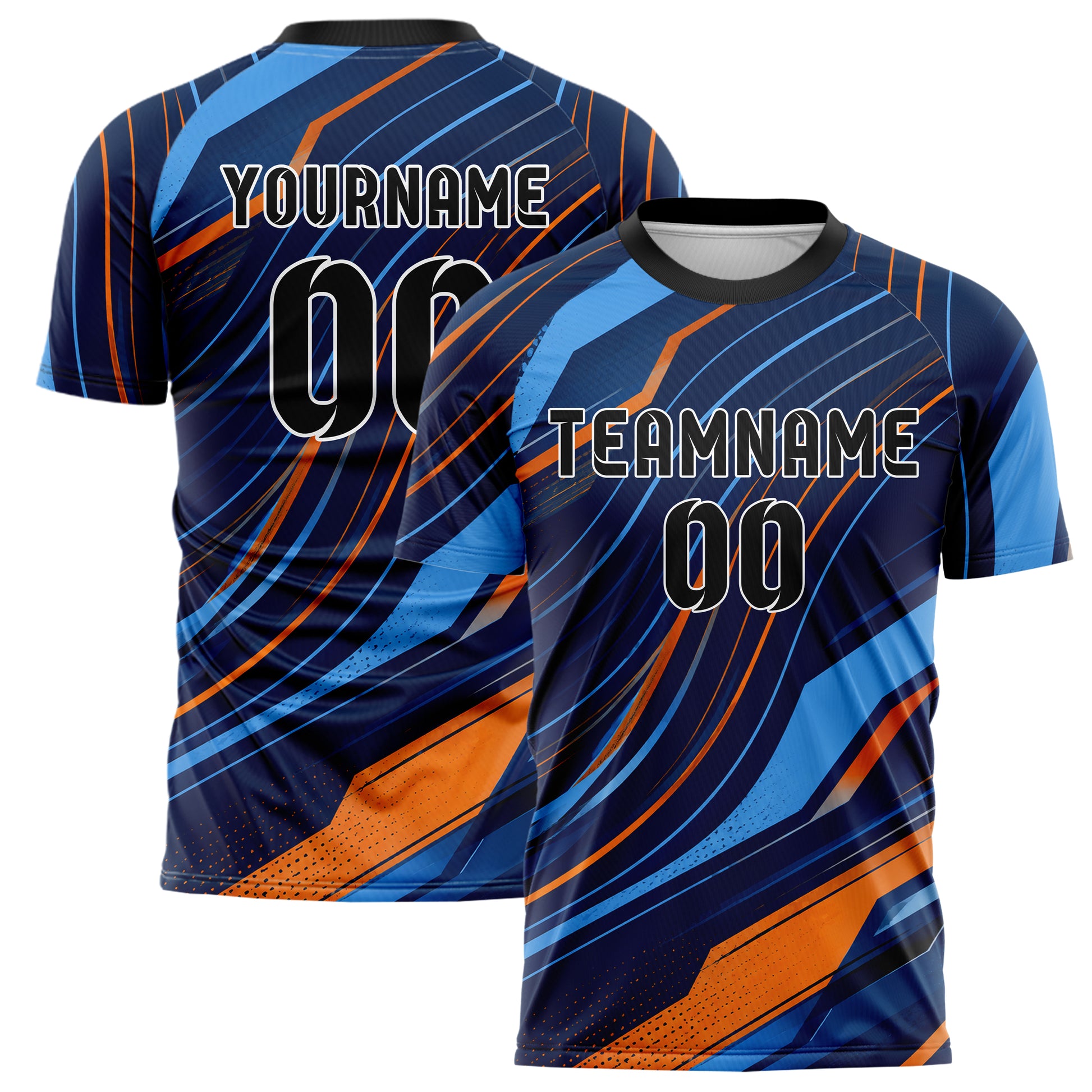 Marineblau lebendiges abstrakte Linien wavy Parallel Curves Design 12-0606 individuelles Fußballtrikot main