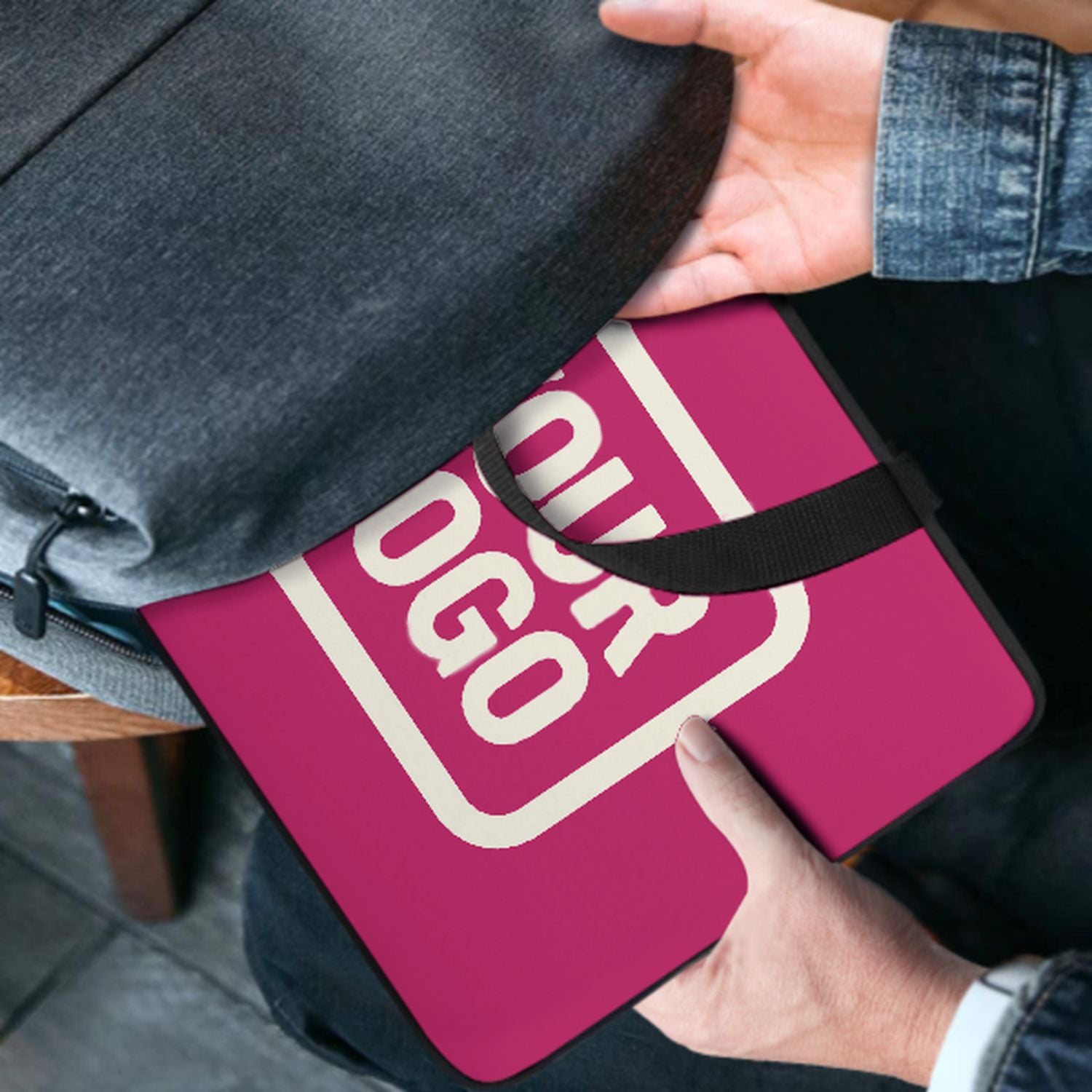 Borsa per laptop personalizzata rosa crema