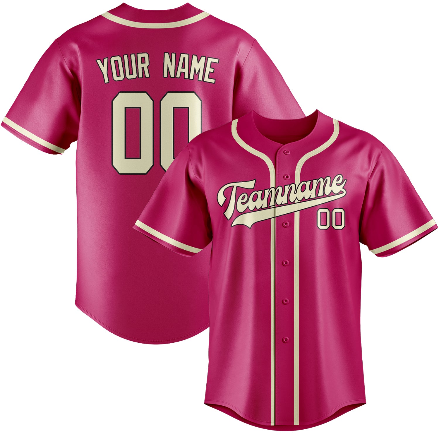 Benutzerdefiniertes Professionelles Rosarot Beige Baseballtrikot