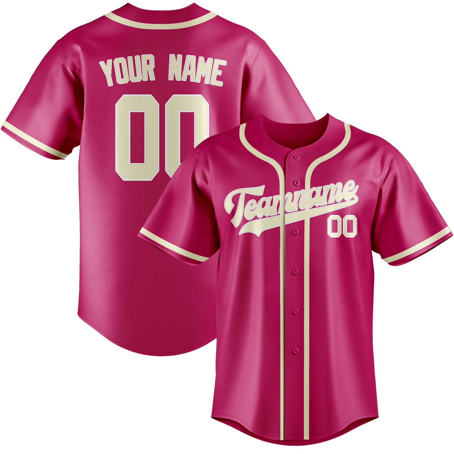 Benutzerdefiniertes Professionelles Rosarot Beige Baseballtrikot