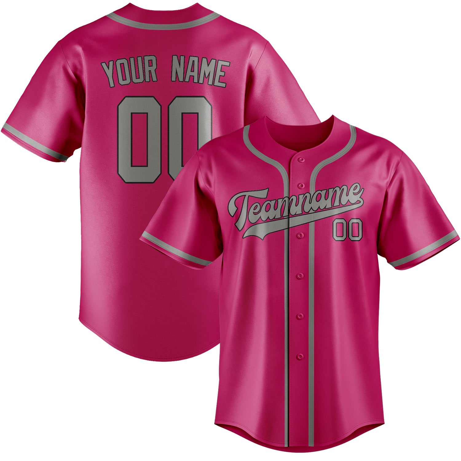 Benutzerdefiniertes Professionelles Rosarot Grau Baseballtrikot