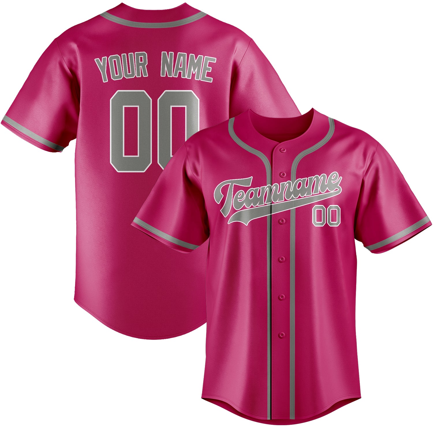 Benutzerdefiniertes Professionelles Rosarot Grau Baseballtrikot