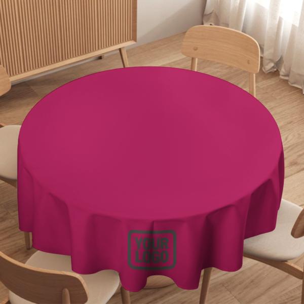 Maßgeschneidertes Rosarot Dunkelgrau Runde Tischdecke