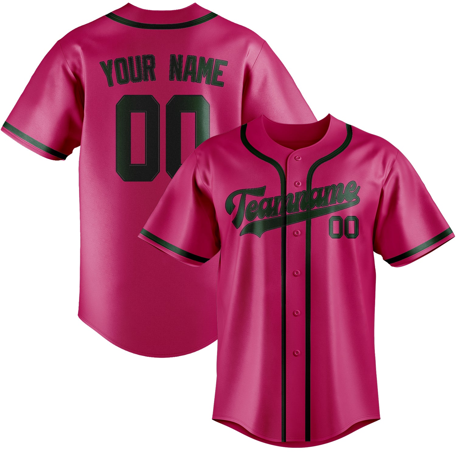Benutzerdefiniertes Professionelles Rosarot Moosgrün Baseballtrikot
