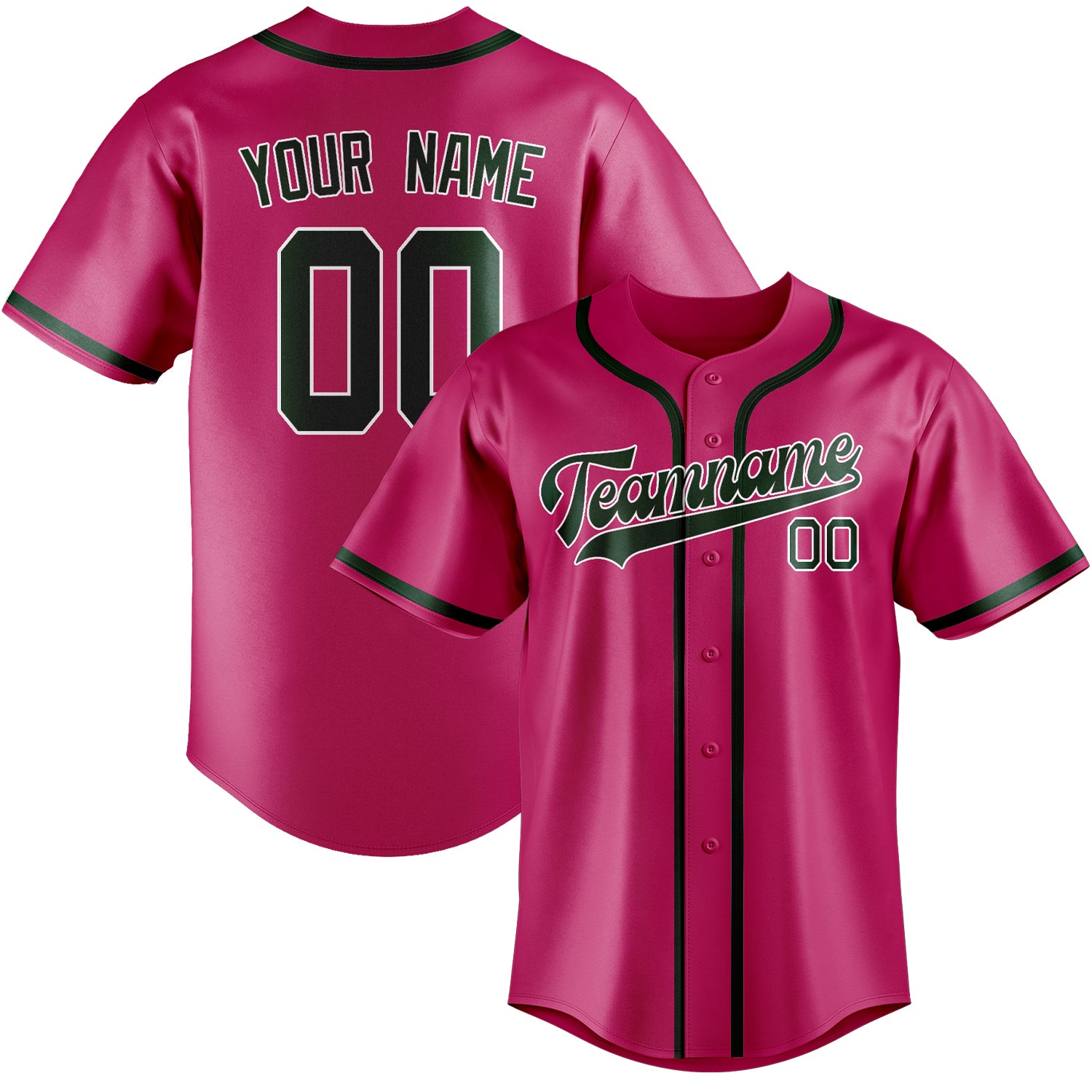 Benutzerdefiniertes Professionelles Rosarot Moosgrün Baseballtrikot