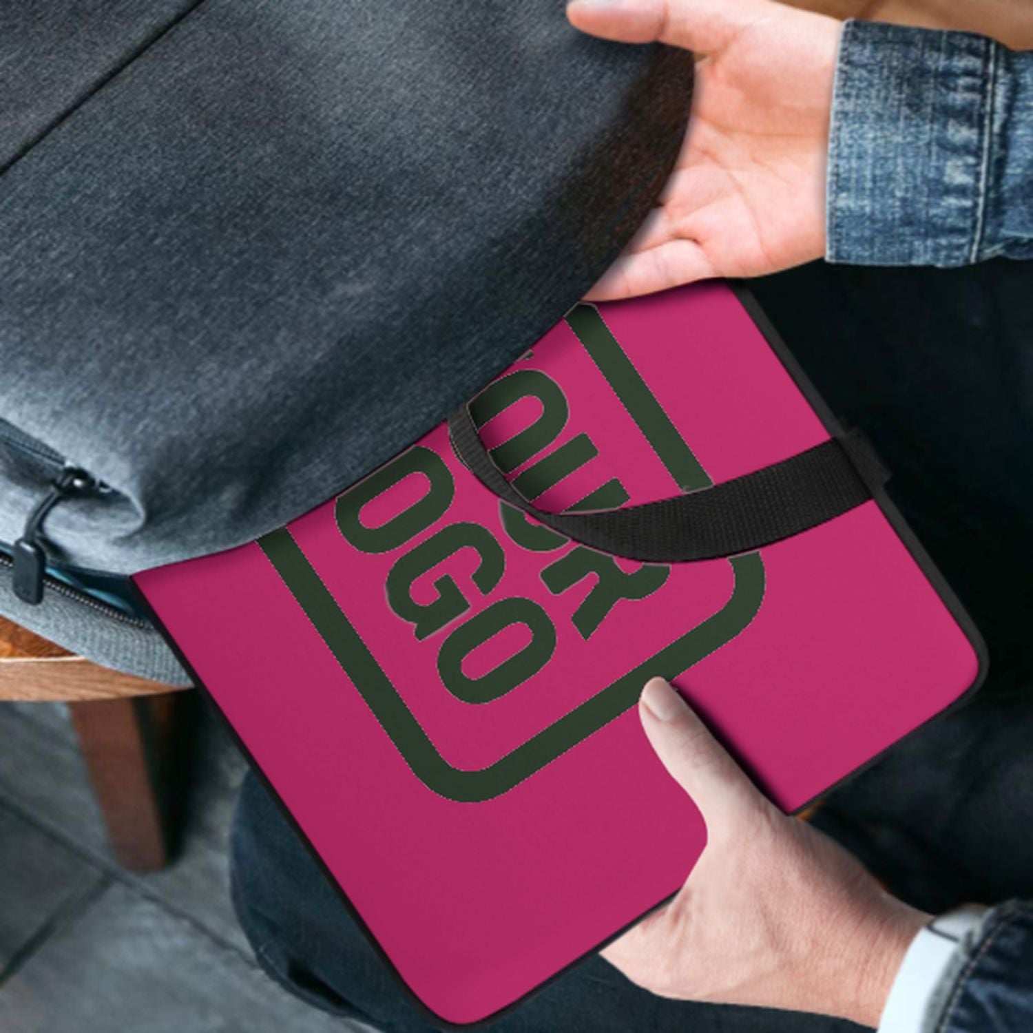 Borsa per laptop rosa verde scuro personalizzata