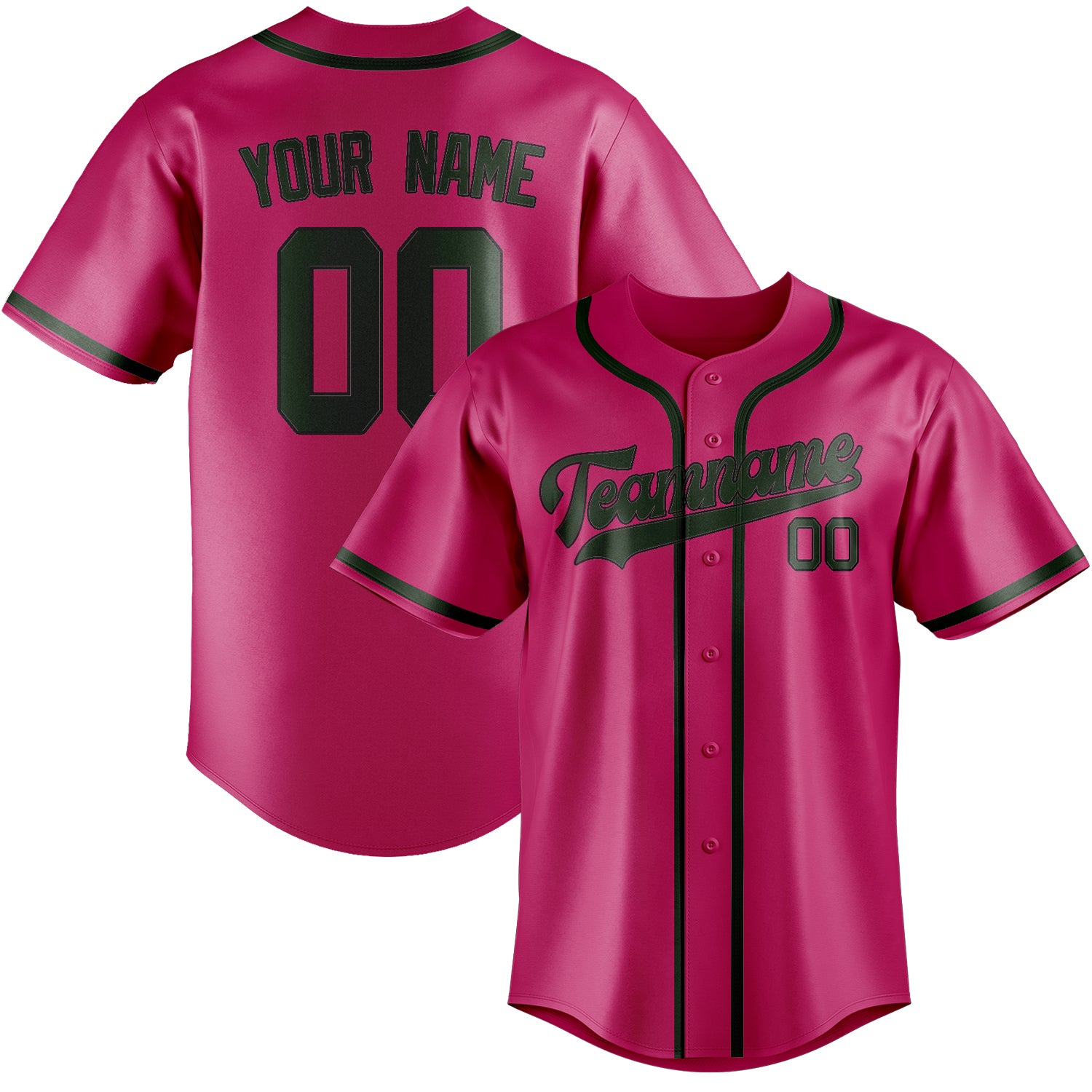 Benutzerdefiniertes Professionelles Rosarot Tannengrün Baseballtrikot