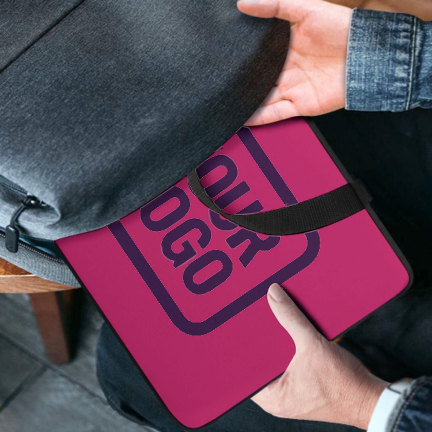 Borsa per laptop personalizzata rosa e viola