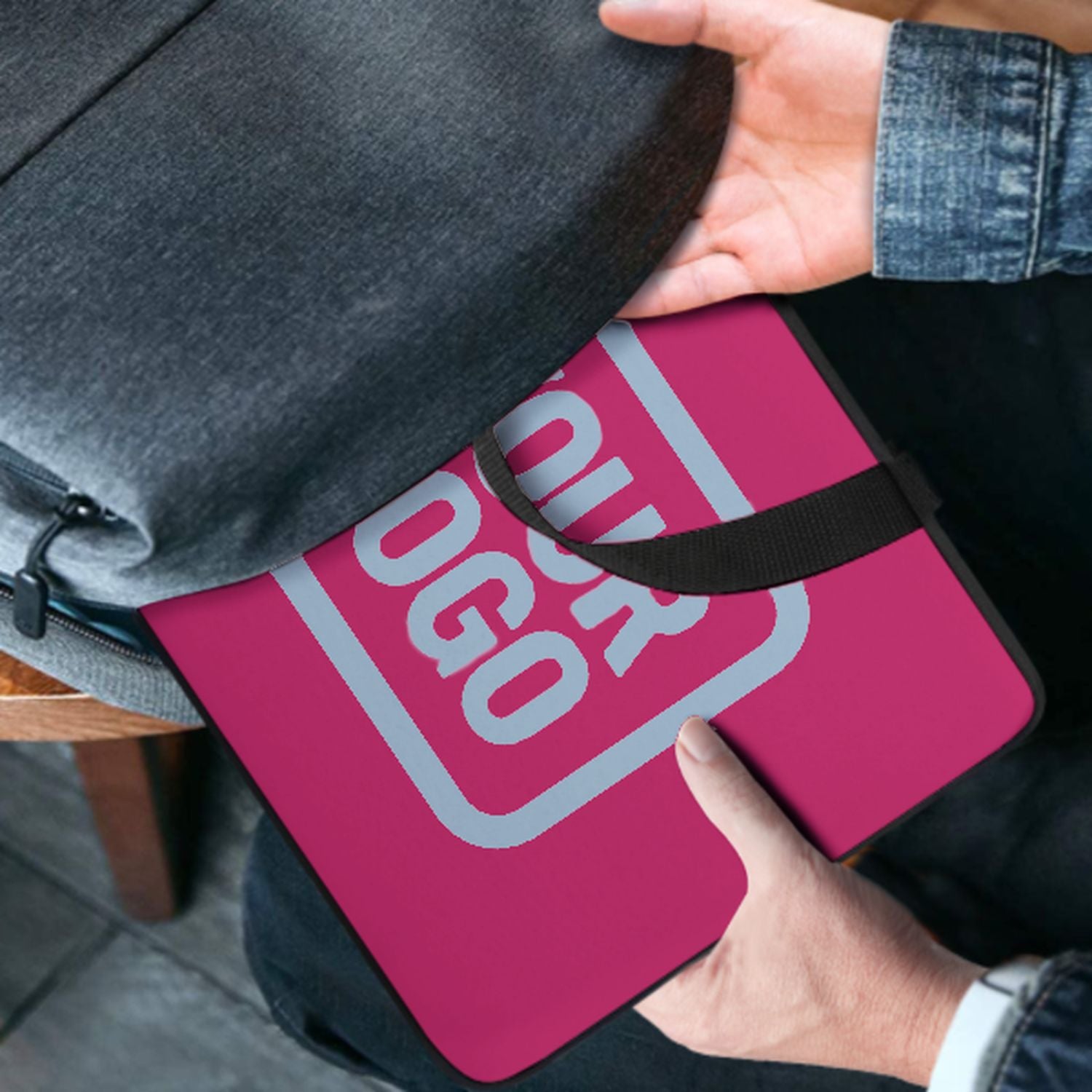 Borsa per laptop rosa azzurro personalizzata