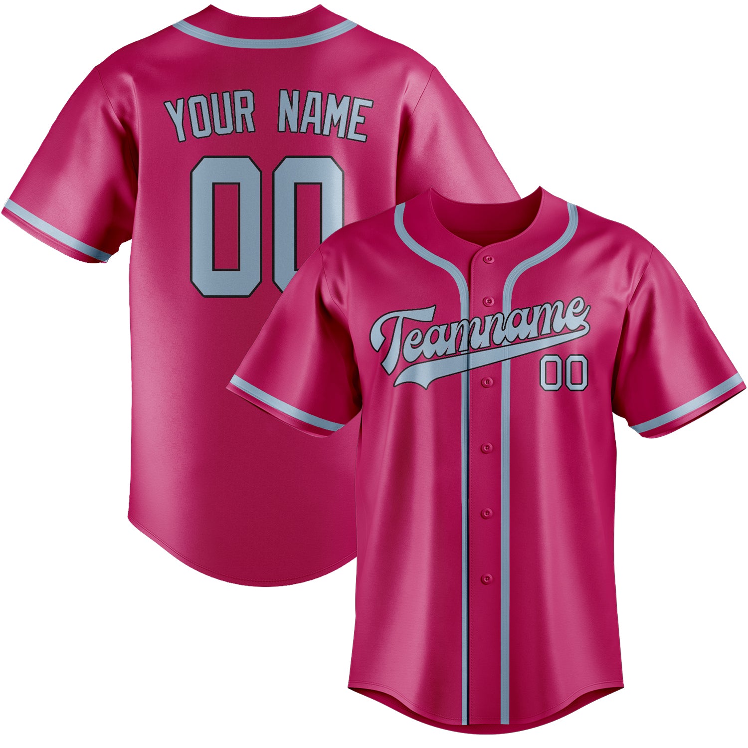 Benutzerdefiniertes Professionelles Rosarot Hellblau Baseballtrikot