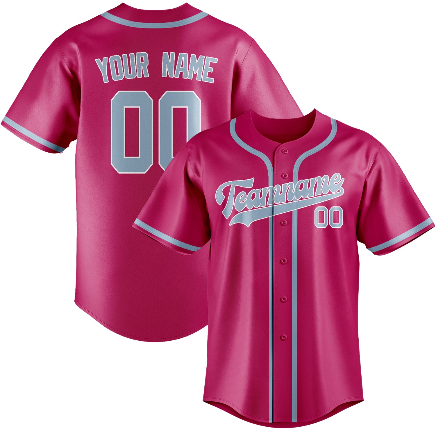 Benutzerdefiniertes Professionelles Rosarot Hellblau Baseballtrikot