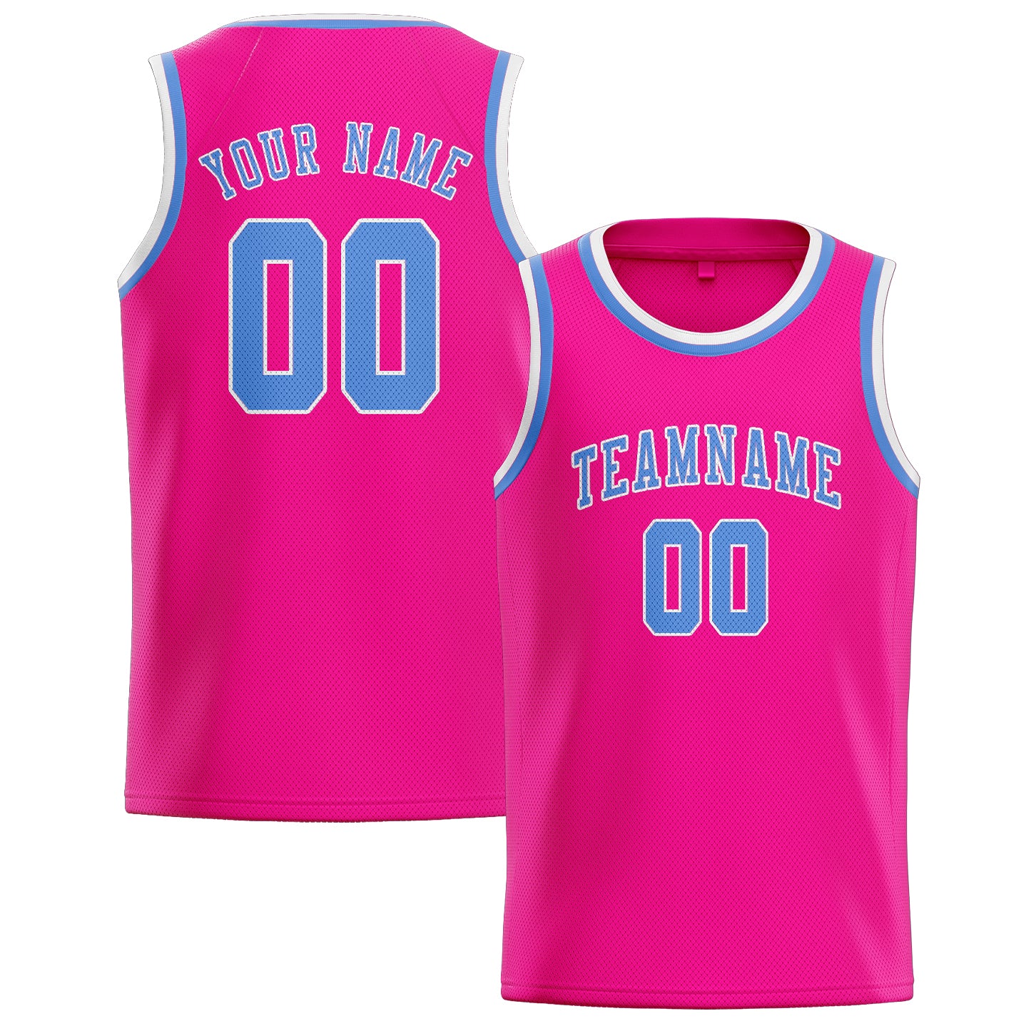 Benutzerdefiniertes Professionelles Rosarot Hellblau Basketballtrikot