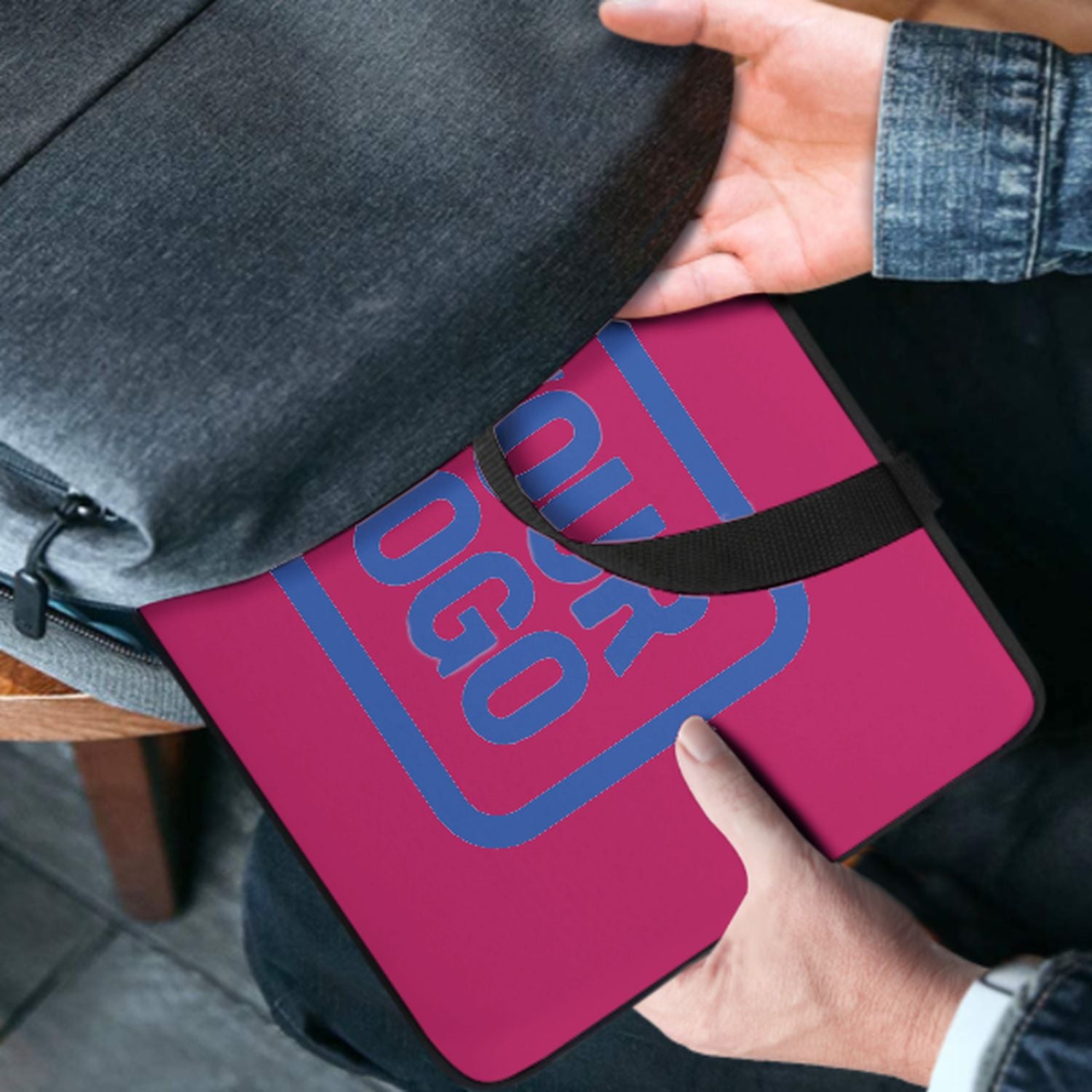Borsa per laptop personalizzata rosa e azzurra