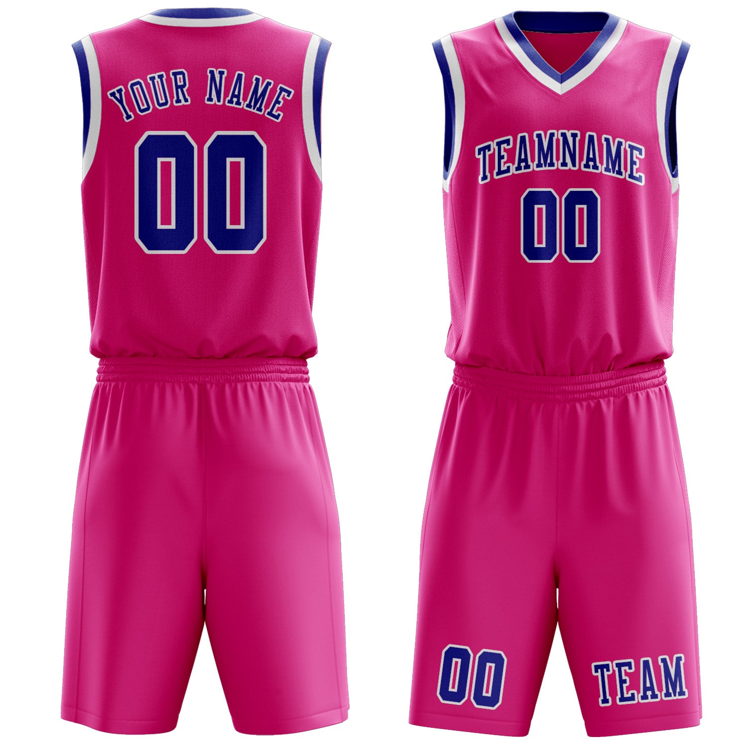 Benutzerdefiniertes Professionelles Rosarot Himmelblau Basketballtrikot-Set