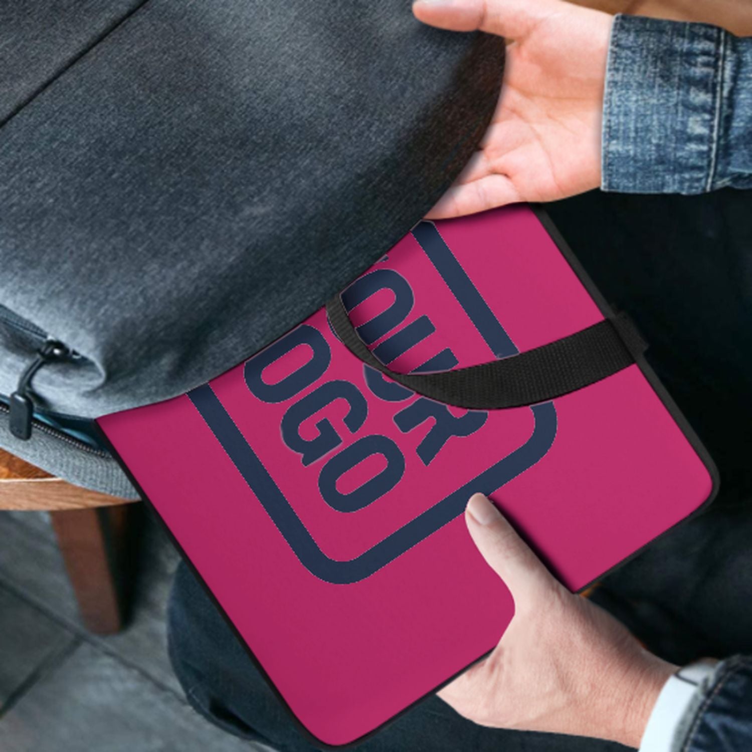 Borsa per laptop rosa e blu personalizzata