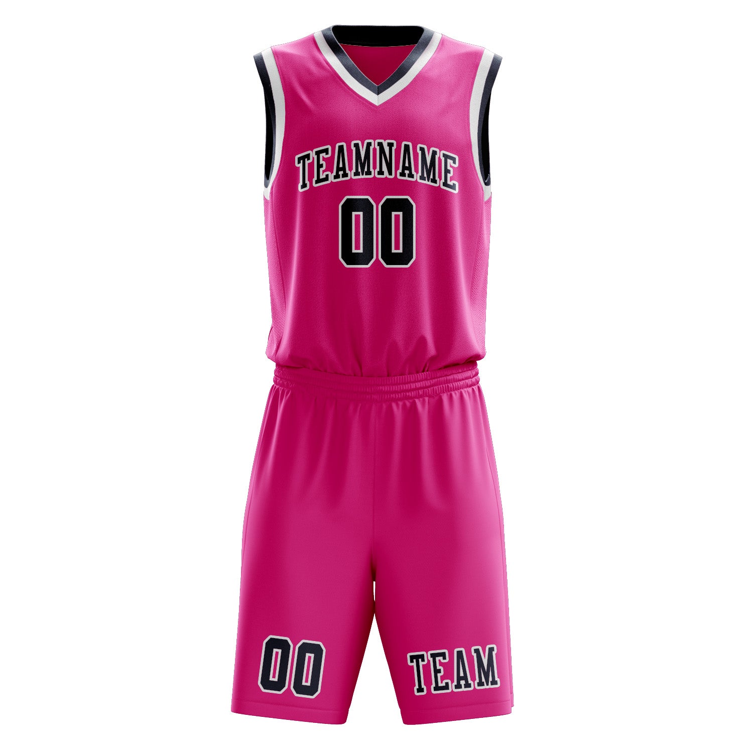 Benutzerdefiniertes Professionelles Rosarot Marineblau Basketballtrikot-Set