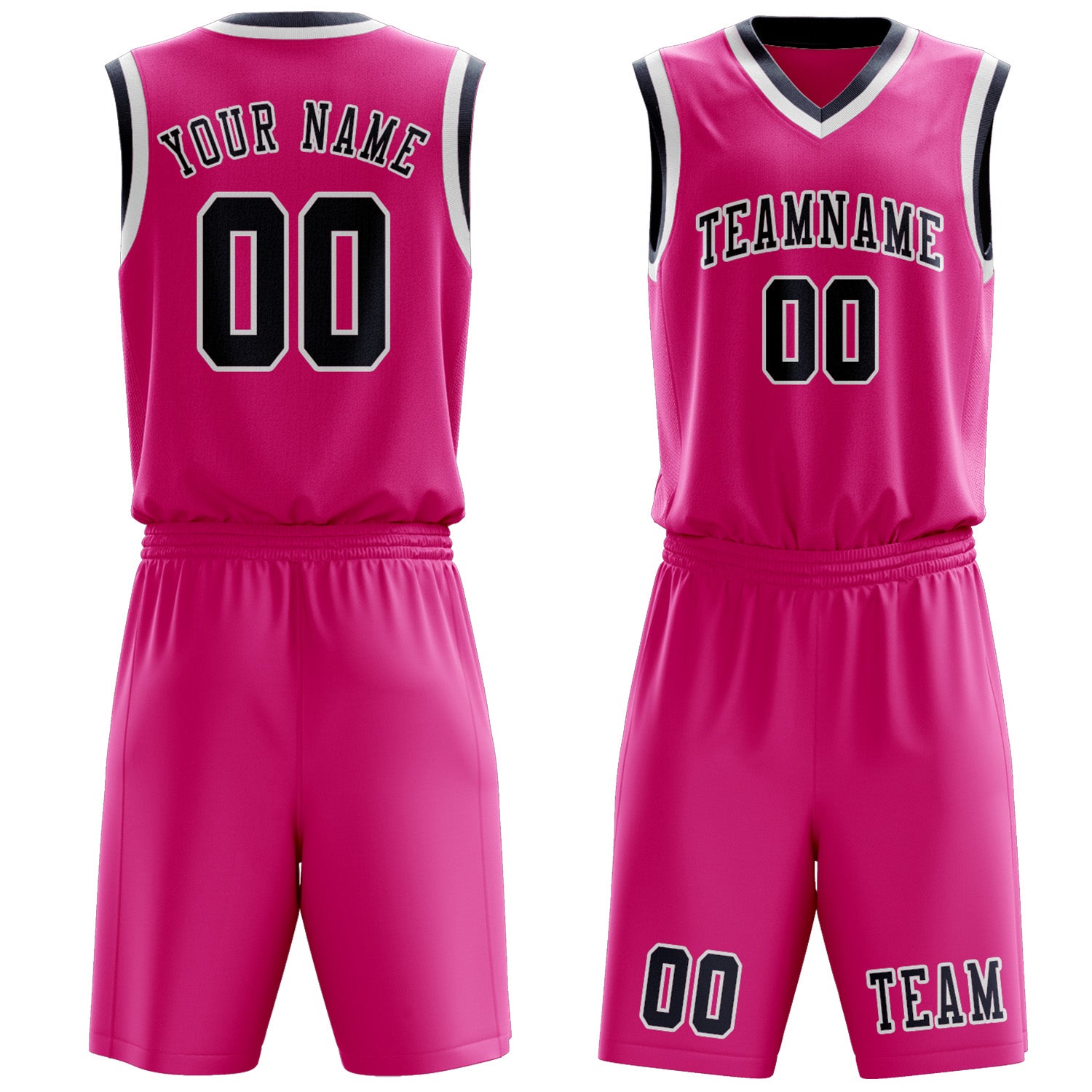 Benutzerdefiniertes Professionelles Rosarot Marineblau Basketballtrikot-Set