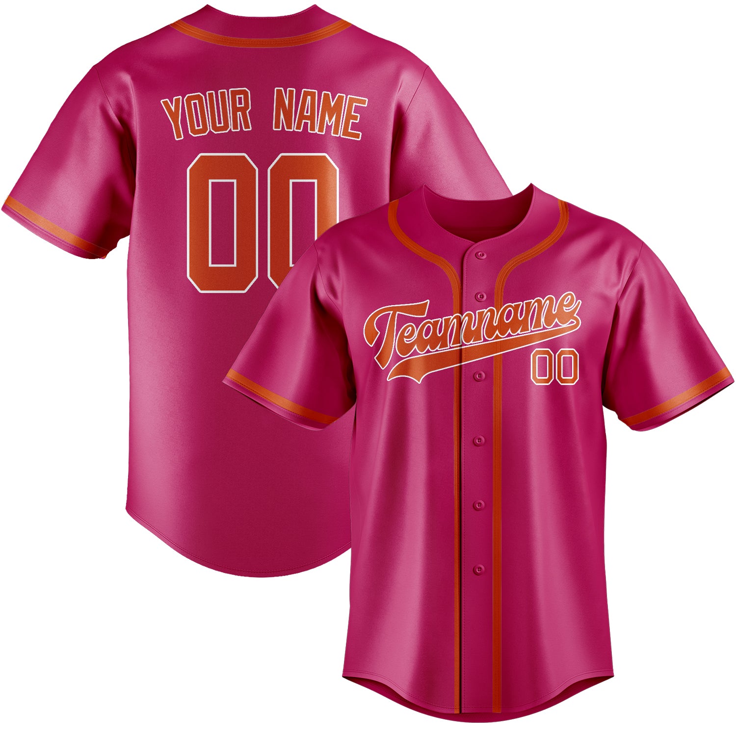 Benutzerdefiniertes Professionelles Rosarot Orangerot Baseballtrikot