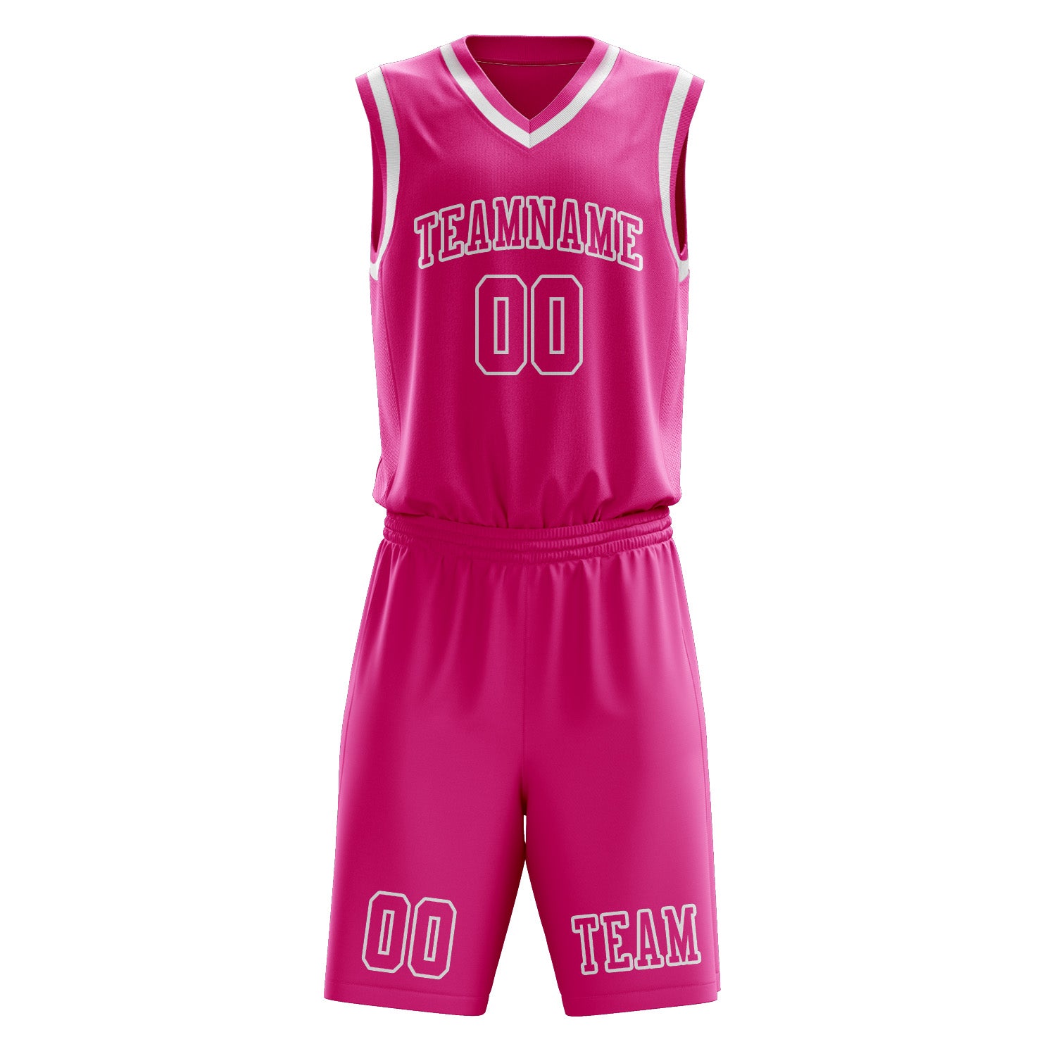 Benutzerdefiniertes Professionelles Rosarot Weiß Basketballtrikot-Set