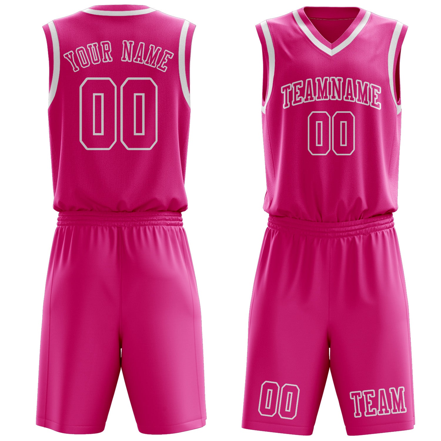 Benutzerdefiniertes Professionelles Rosarot Weiß Basketballtrikot-Set