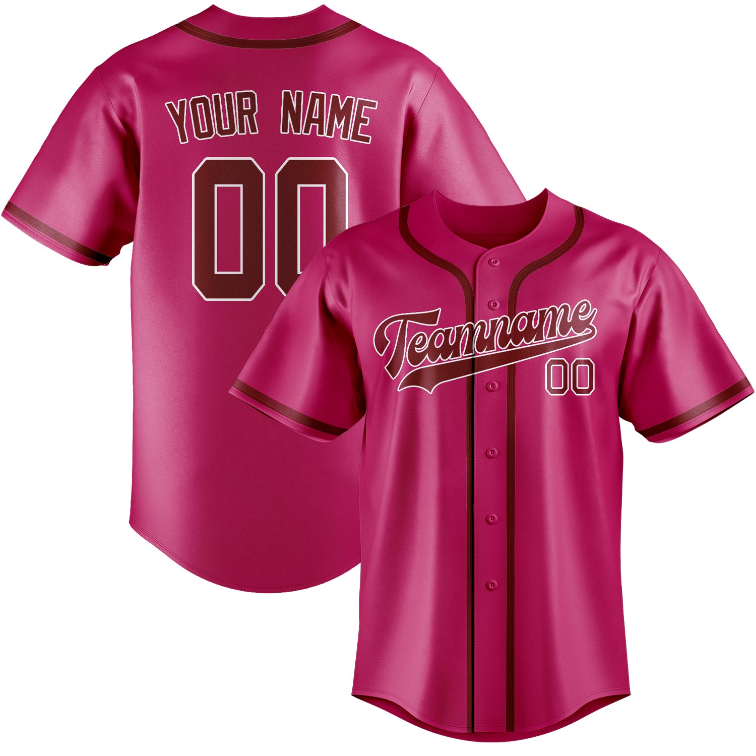 Benutzerdefiniertes Professionelles Rosarot Karmesinrot Baseballtrikot