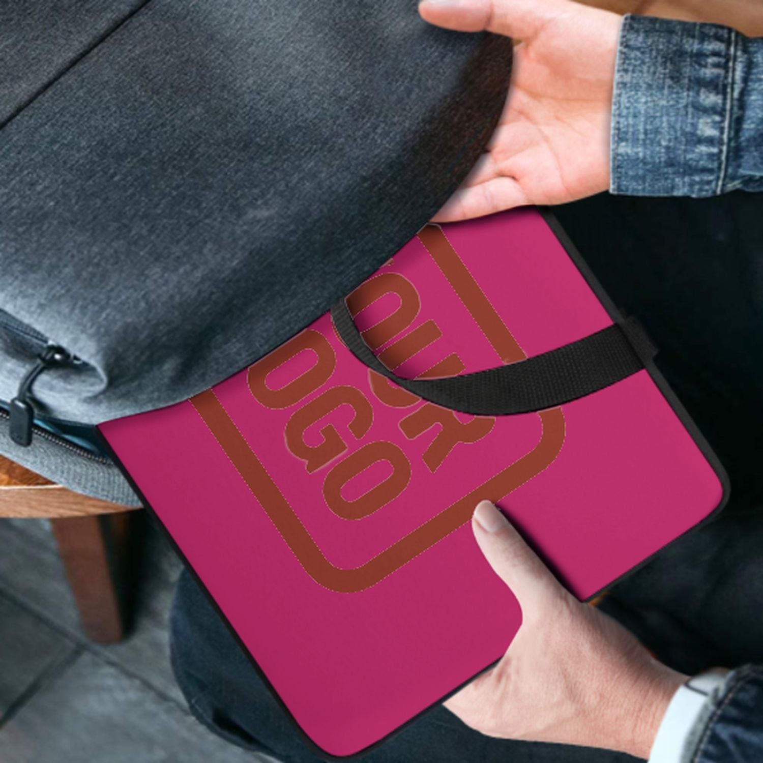 Borsa per laptop personalizzata in corallo rosa e rosso