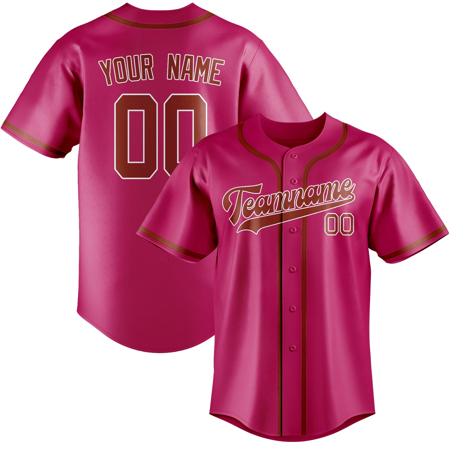 Benutzerdefiniertes Professionelles Rosarot Korallenrot Baseballtrikot