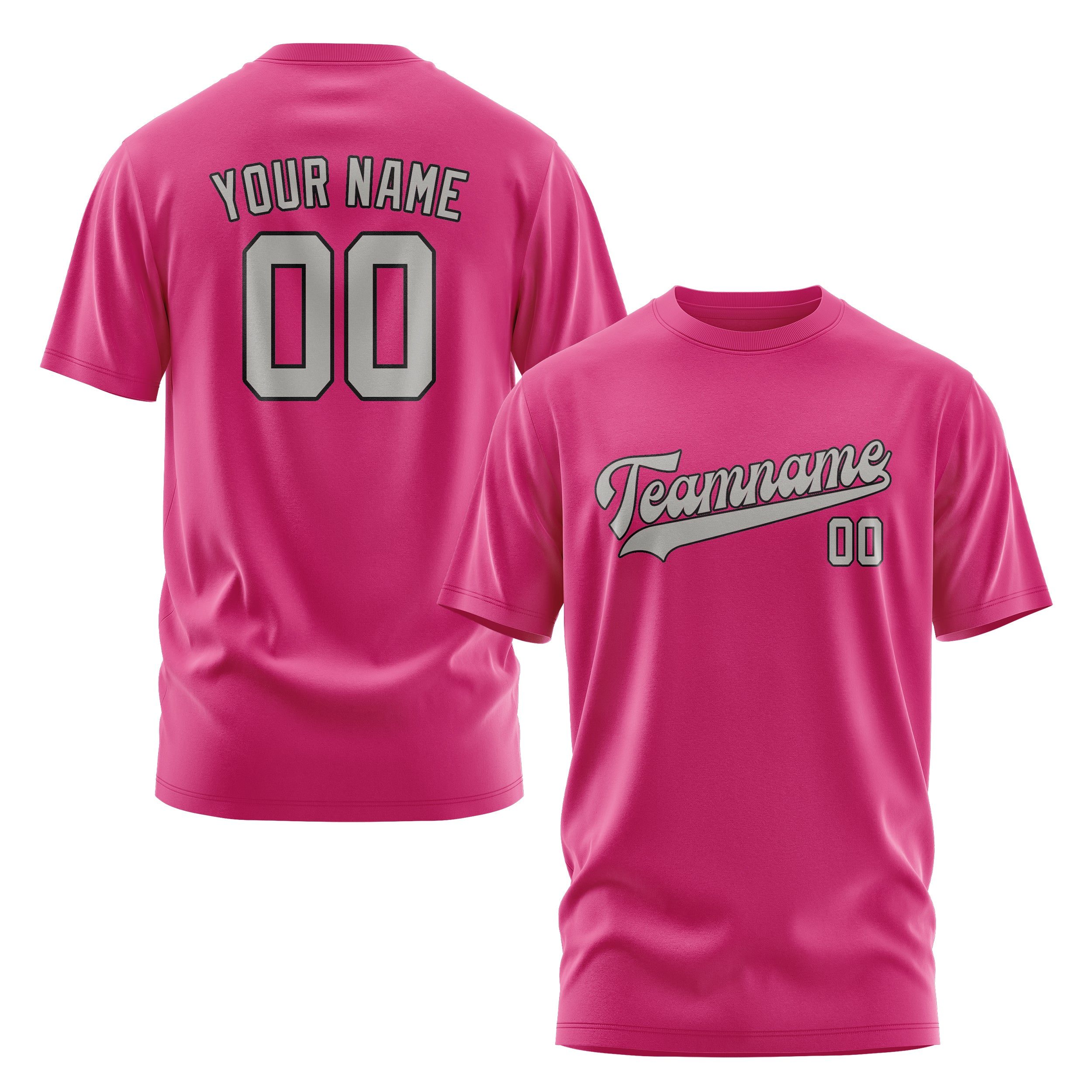 Maßgeschneidertes Rosarot Grau T-Shirt