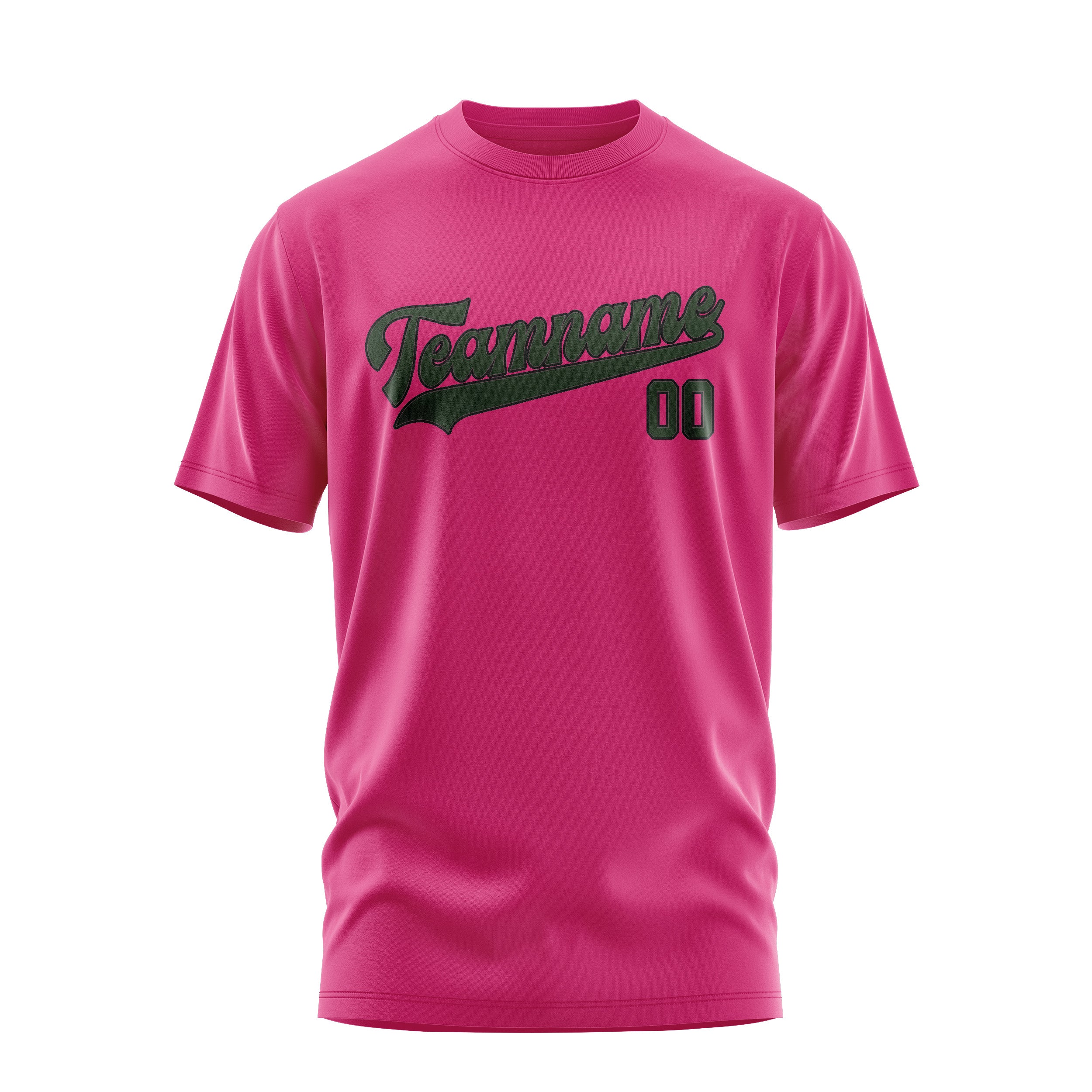 Maßgeschneidertes Rosarot Tannengrün T-Shirt