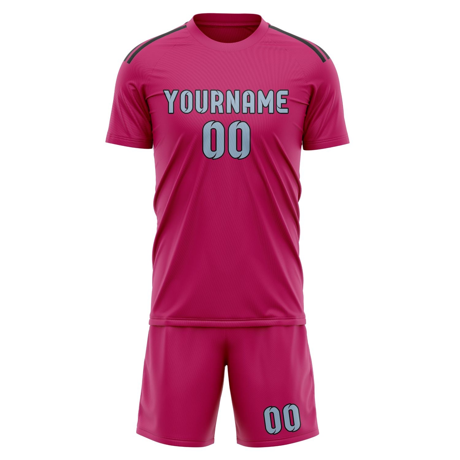 Maßgeschneidertes Professionelles Rosarot Hellblau Fußballtrikot-Set