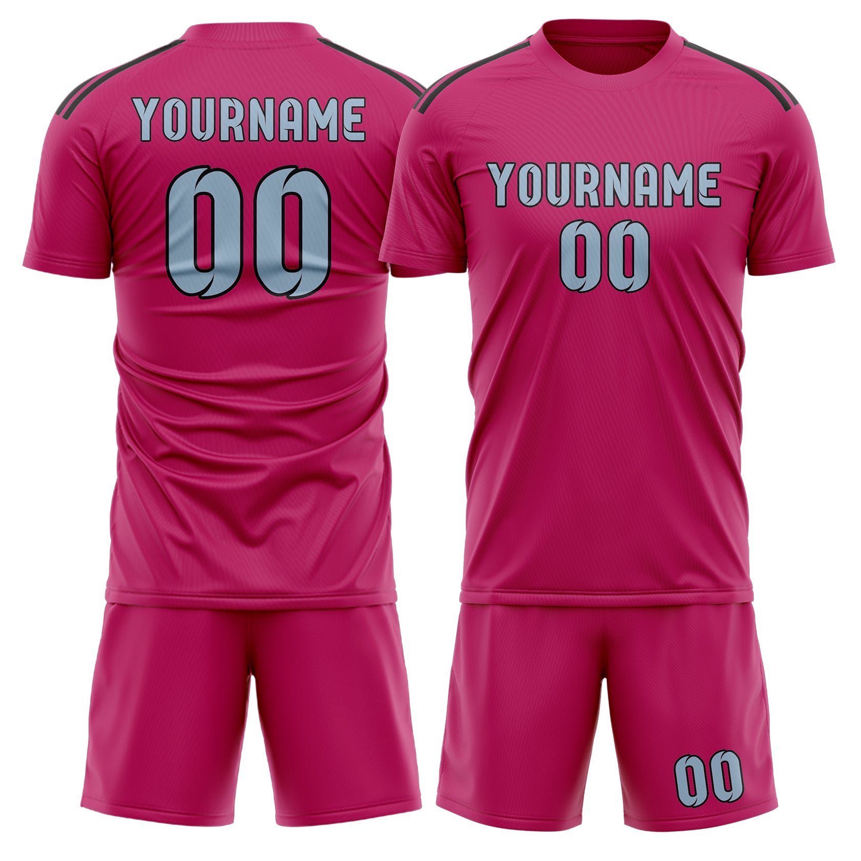 Maßgeschneidertes Professionelles Rosarot Hellblau Fußballtrikot-Set