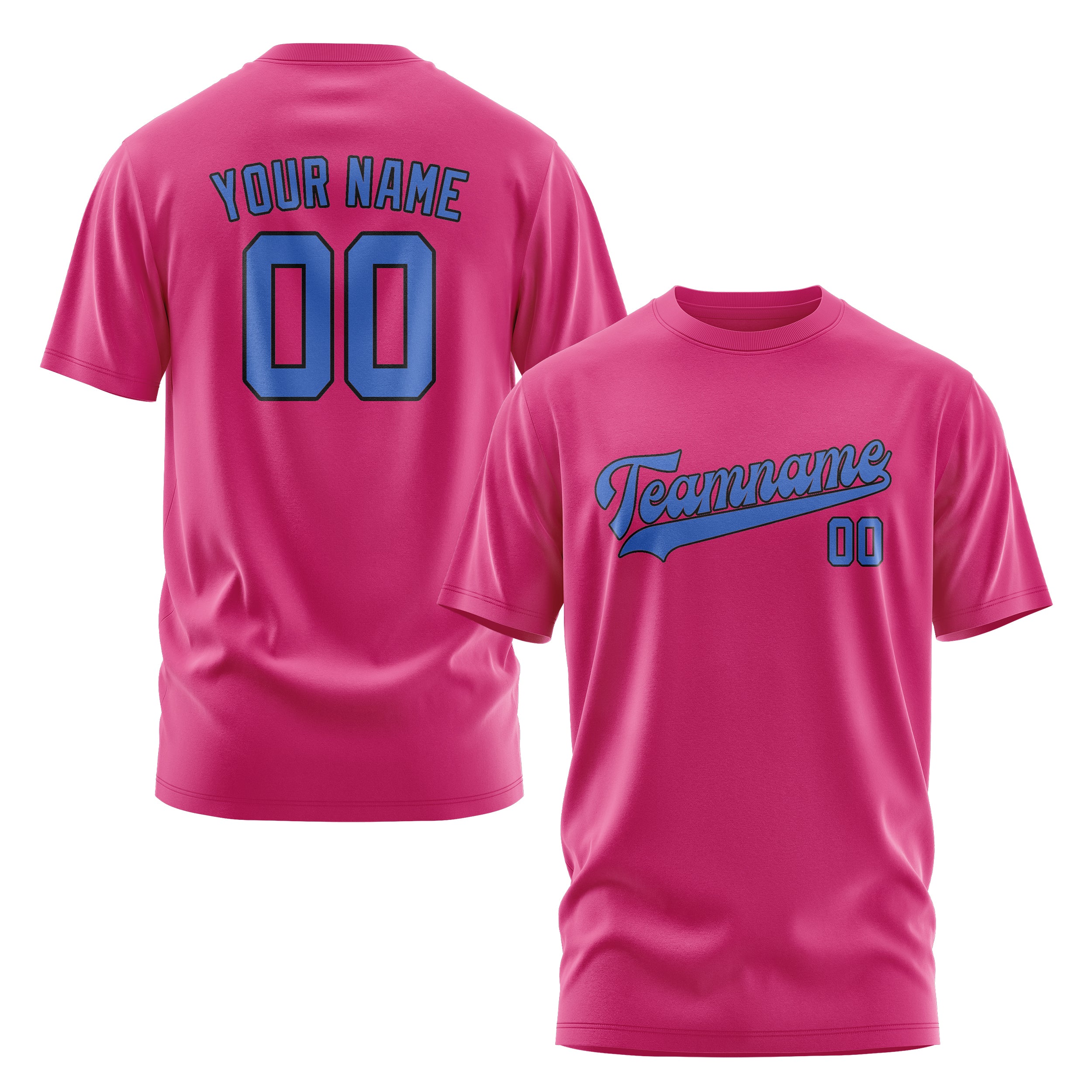 Maßgeschneidertes Rosarot Himmelblau T-Shirt