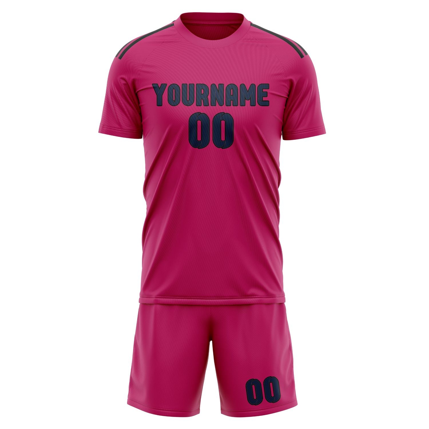 Maßgeschneidertes Professionelles Rosarot Marineblau Fußballtrikot-Set
