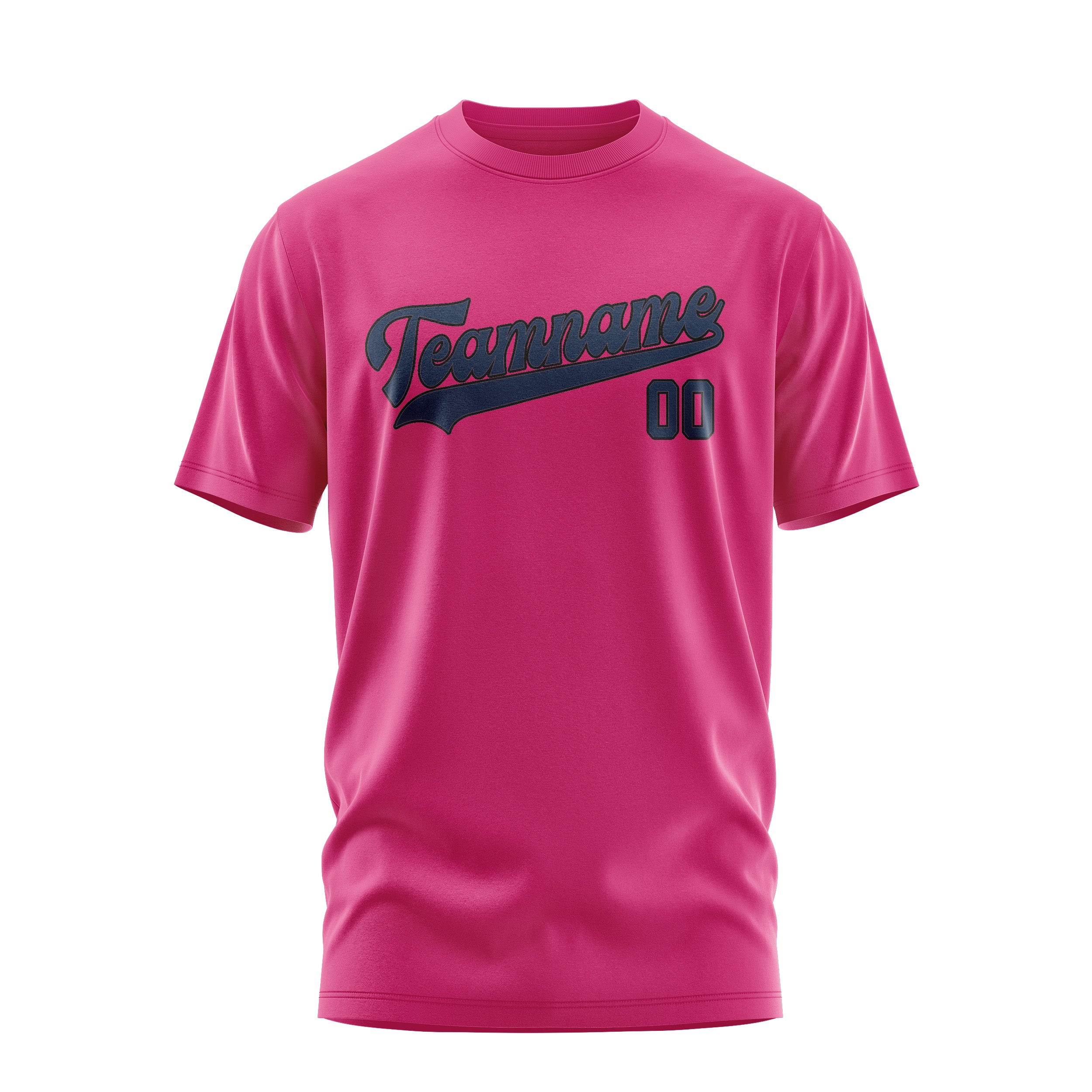 Maßgeschneidertes Rosarot Marineblau T-Shirt
