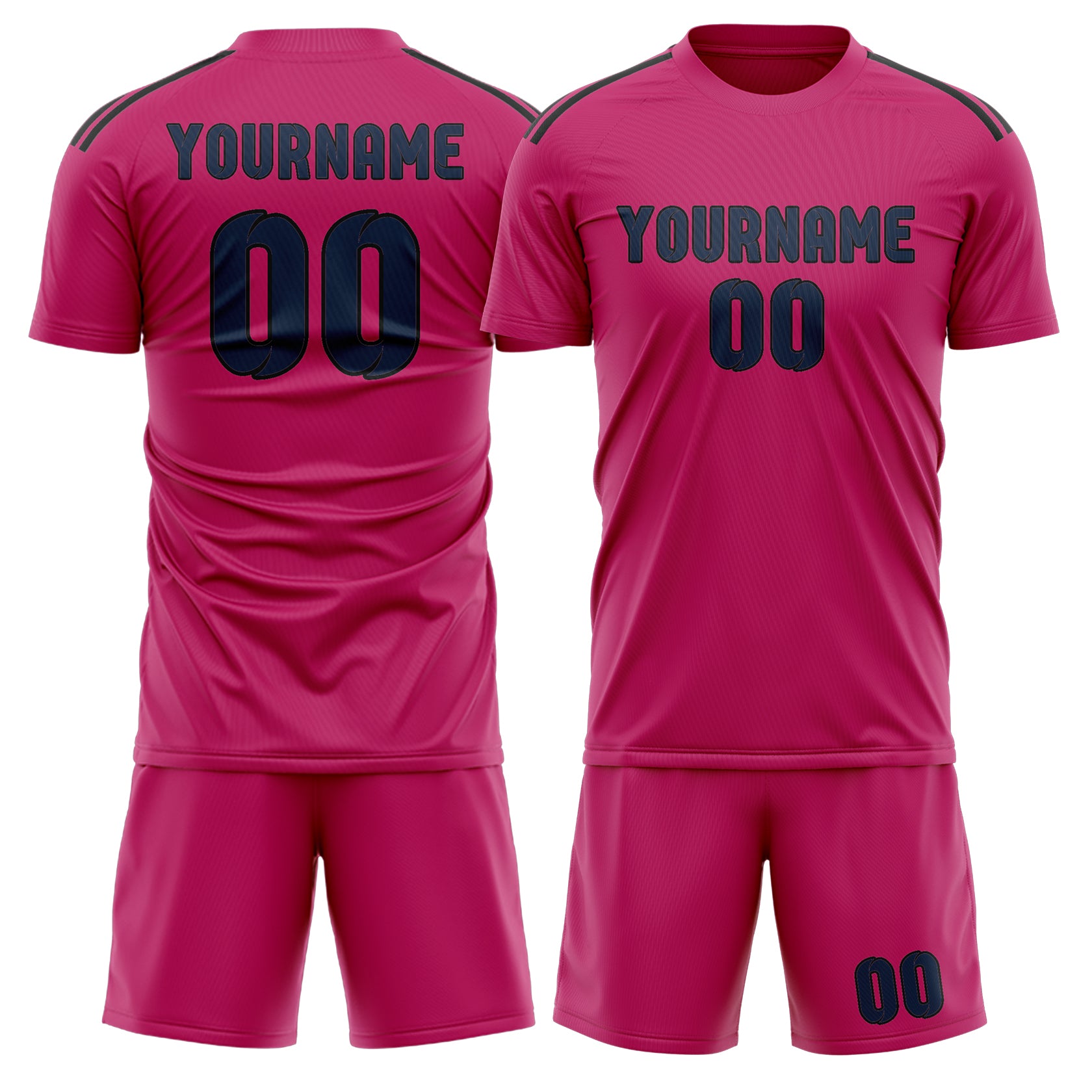 Maßgeschneidertes Professionelles Rosarot Marineblau Fußballtrikot-Set
