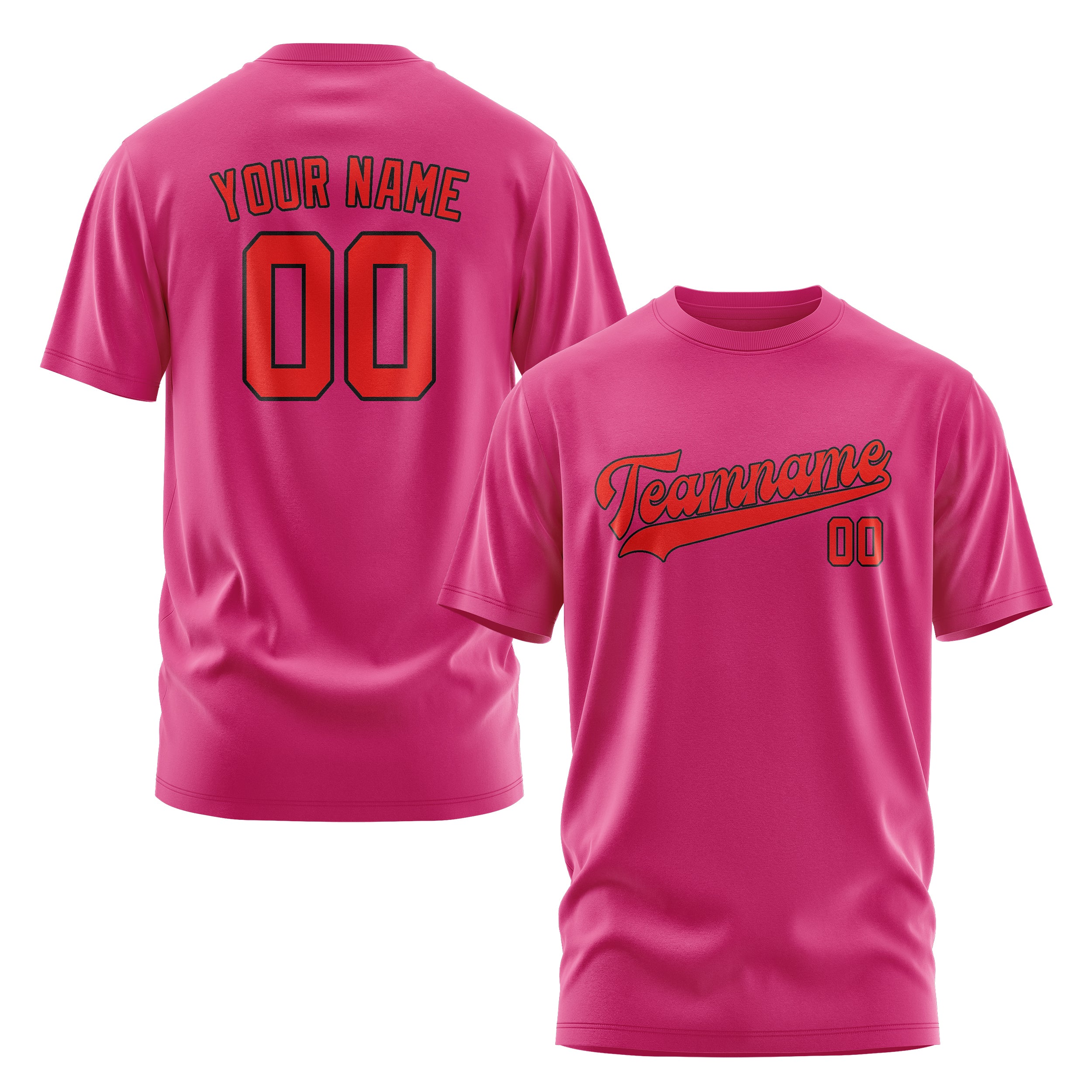 Maßgeschneidertes Rosarot Orangerot T-Shirt