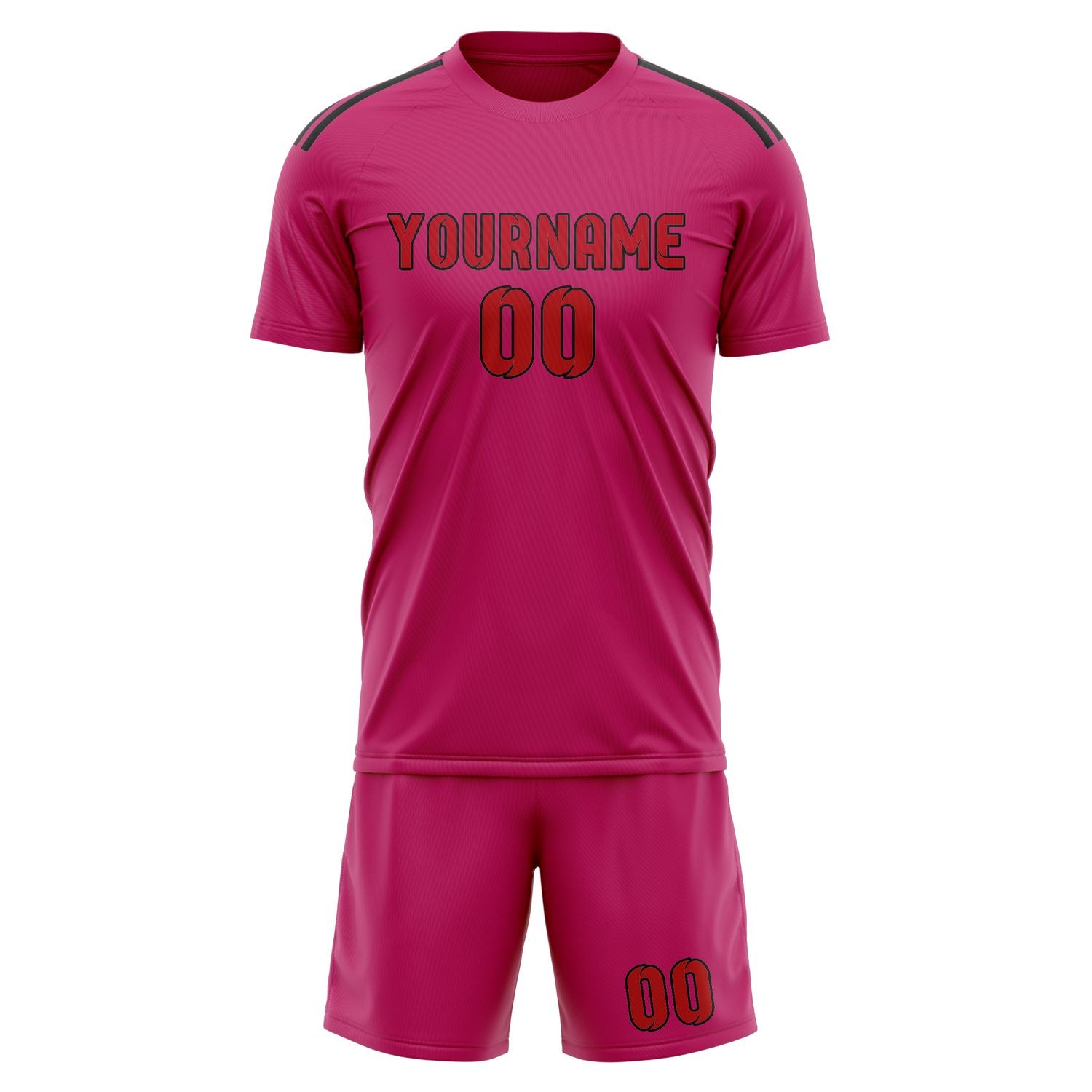 Maßgeschneidertes Professionelles Rosarot Rot Fußballtrikot-Set