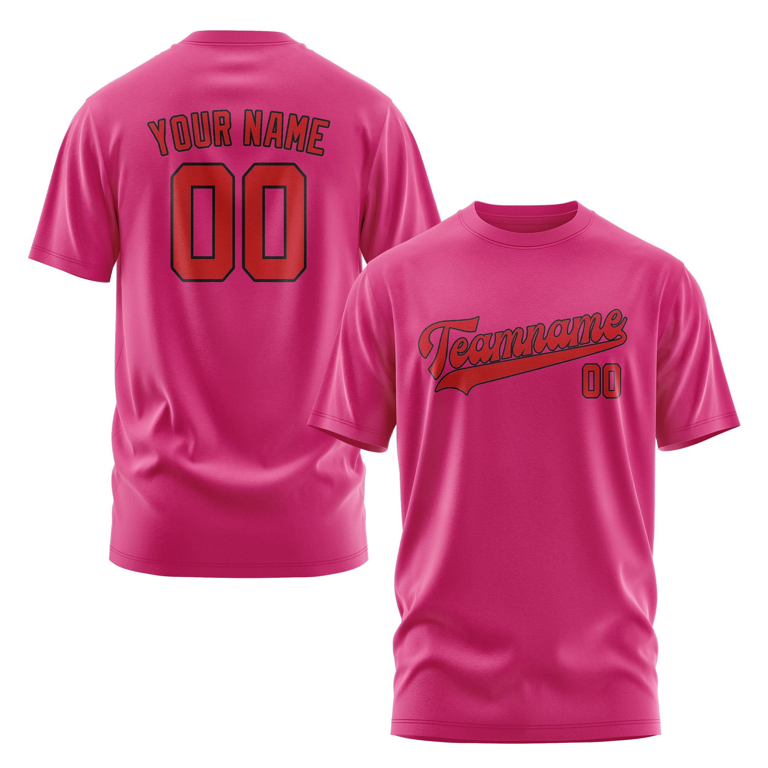 Maßgeschneidertes Rosarot Rot T-Shirt