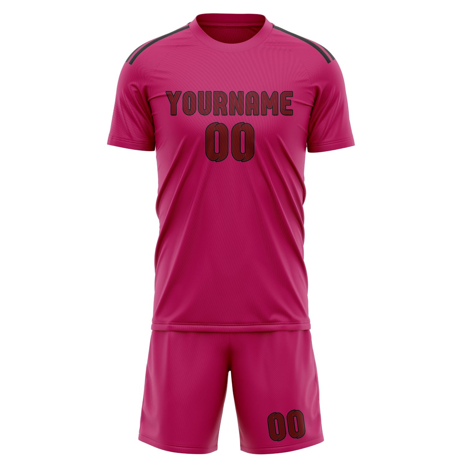 Maßgeschneidertes Professionelles Rosarot Karmesinrot Fußballtrikot-Set