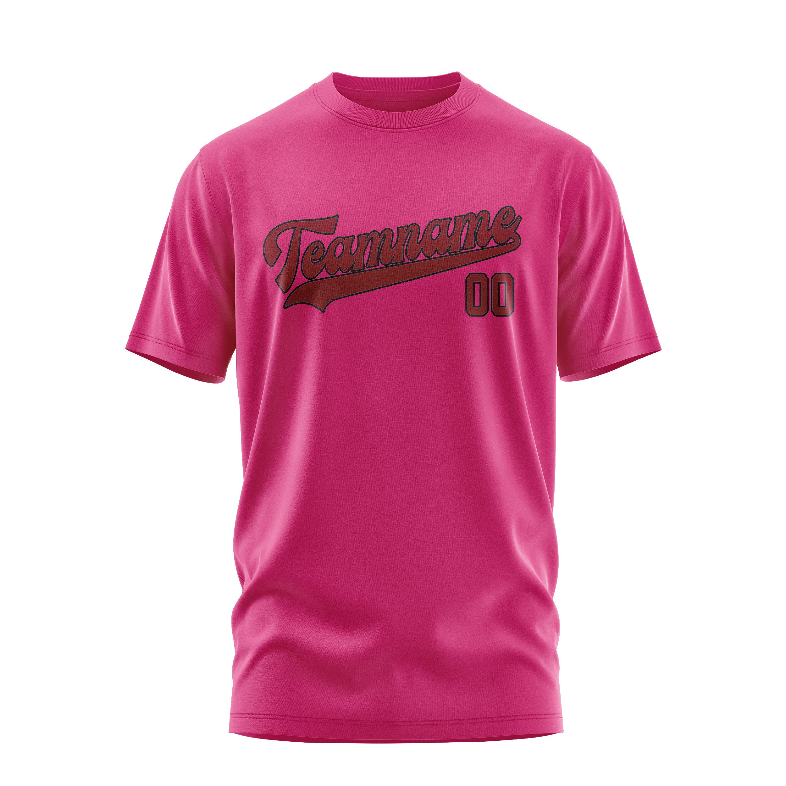 Maßgeschneidertes Rosarot Karmesinrot T-Shirt