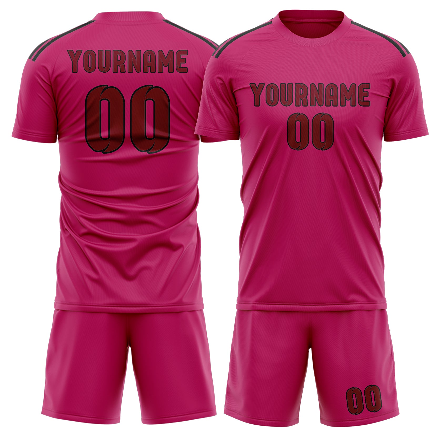 Maßgeschneidertes Professionelles Rosarot Karmesinrot Fußballtrikot-Set